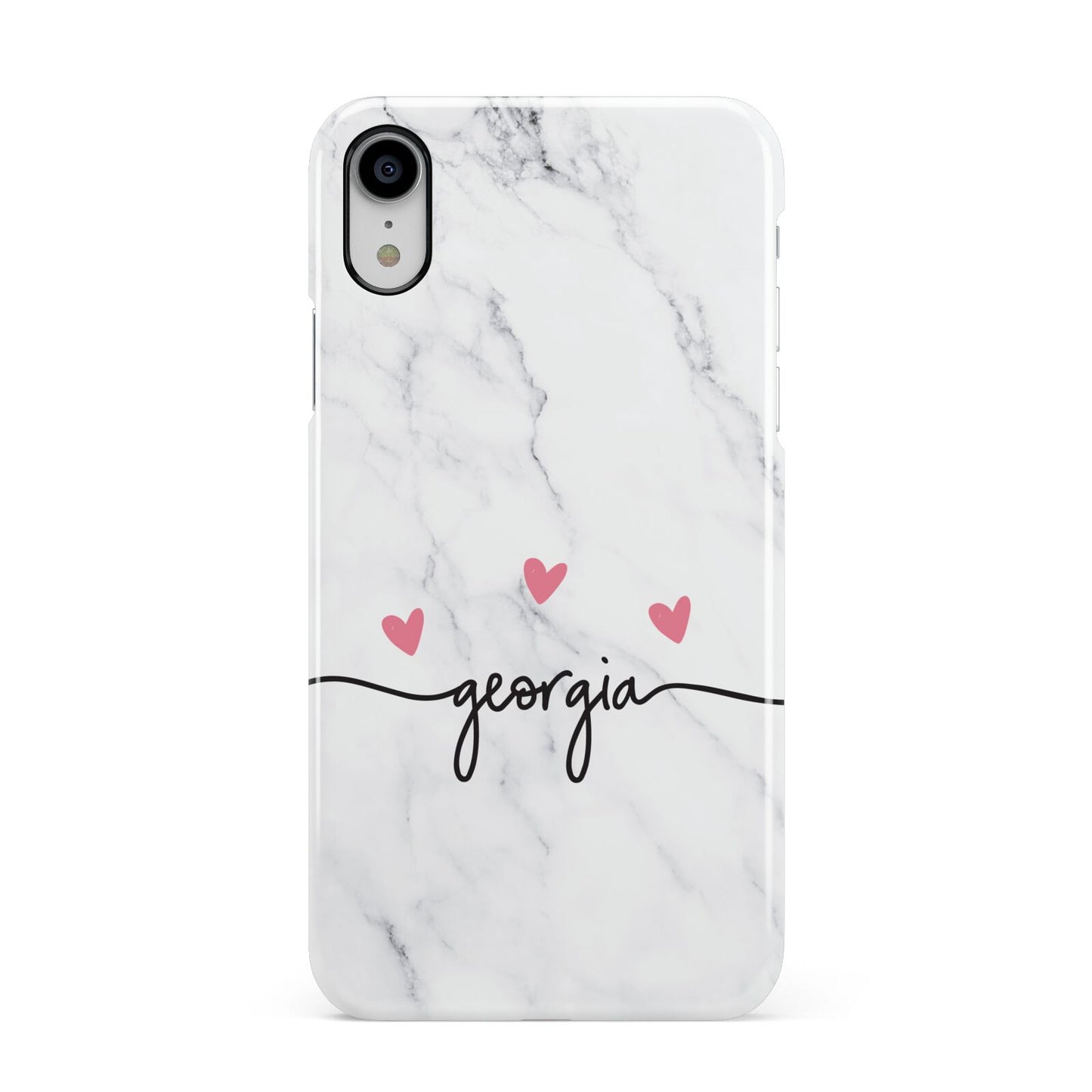 Custom Marble with Handwriting Text Apple iPhone XR White 3D Snap Case