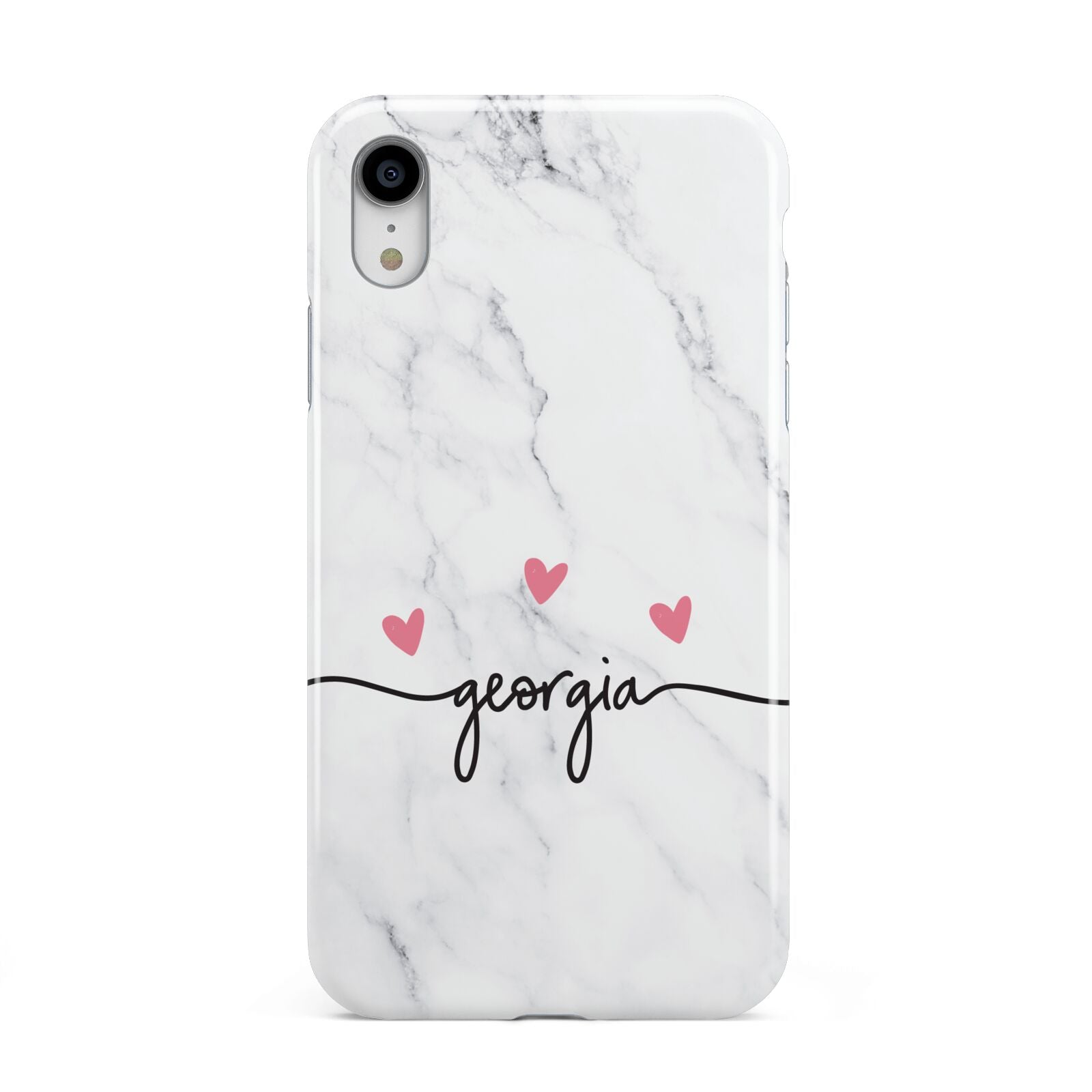 Custom Marble with Handwriting Text Apple iPhone XR White 3D Tough Case