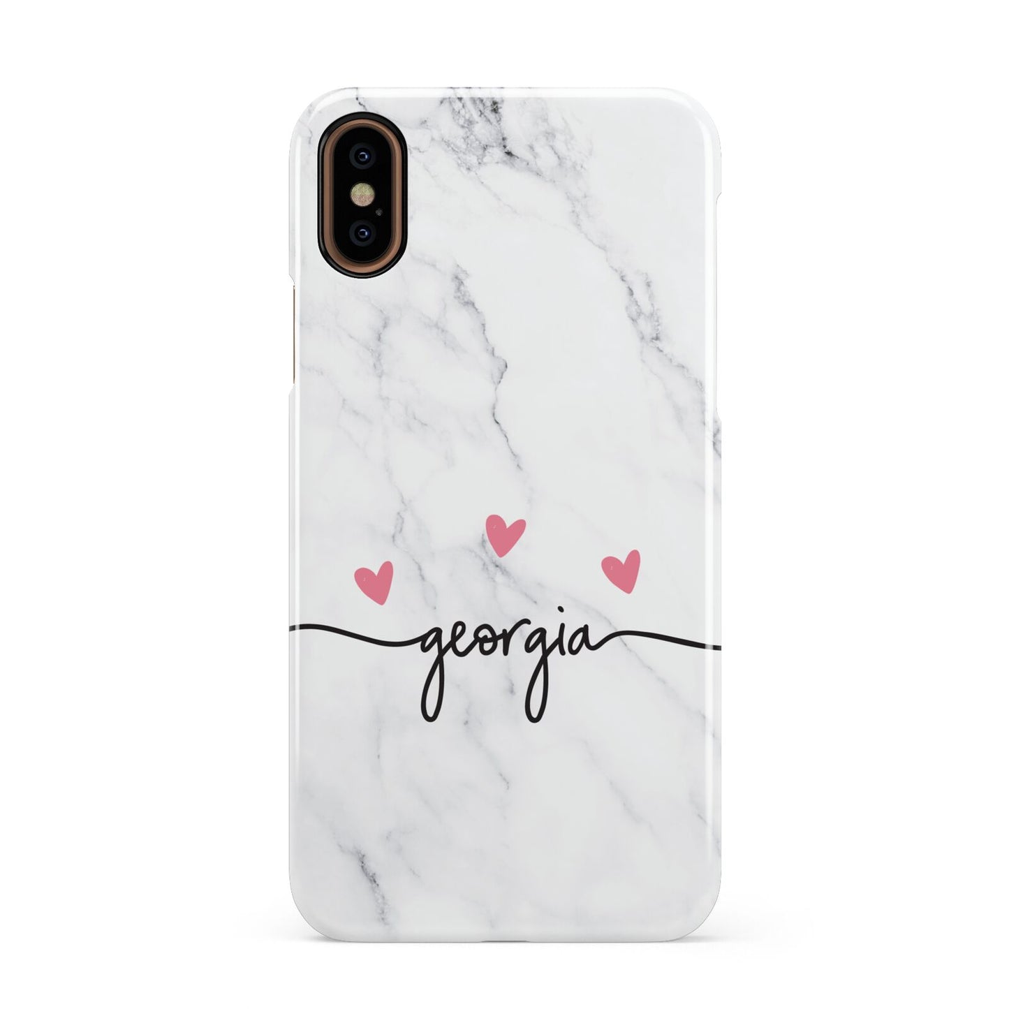 Custom Marble with Handwriting Text Apple iPhone XS 3D Snap Case