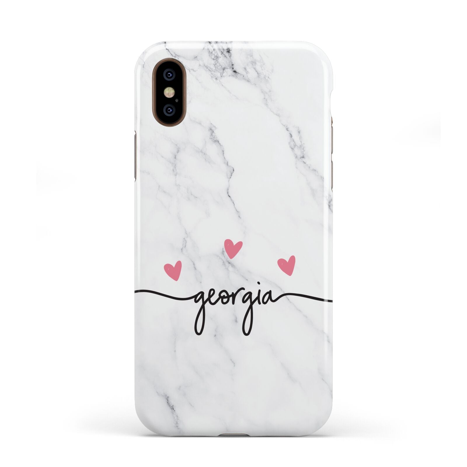 Custom Marble with Handwriting Text Apple iPhone XS 3D Tough
