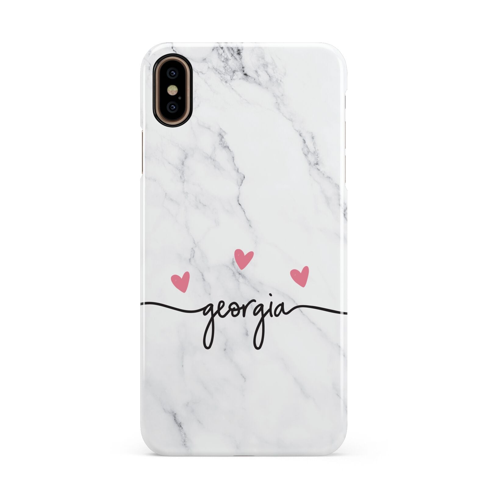 Custom Marble with Handwriting Text Apple iPhone Xs Max 3D Snap Case