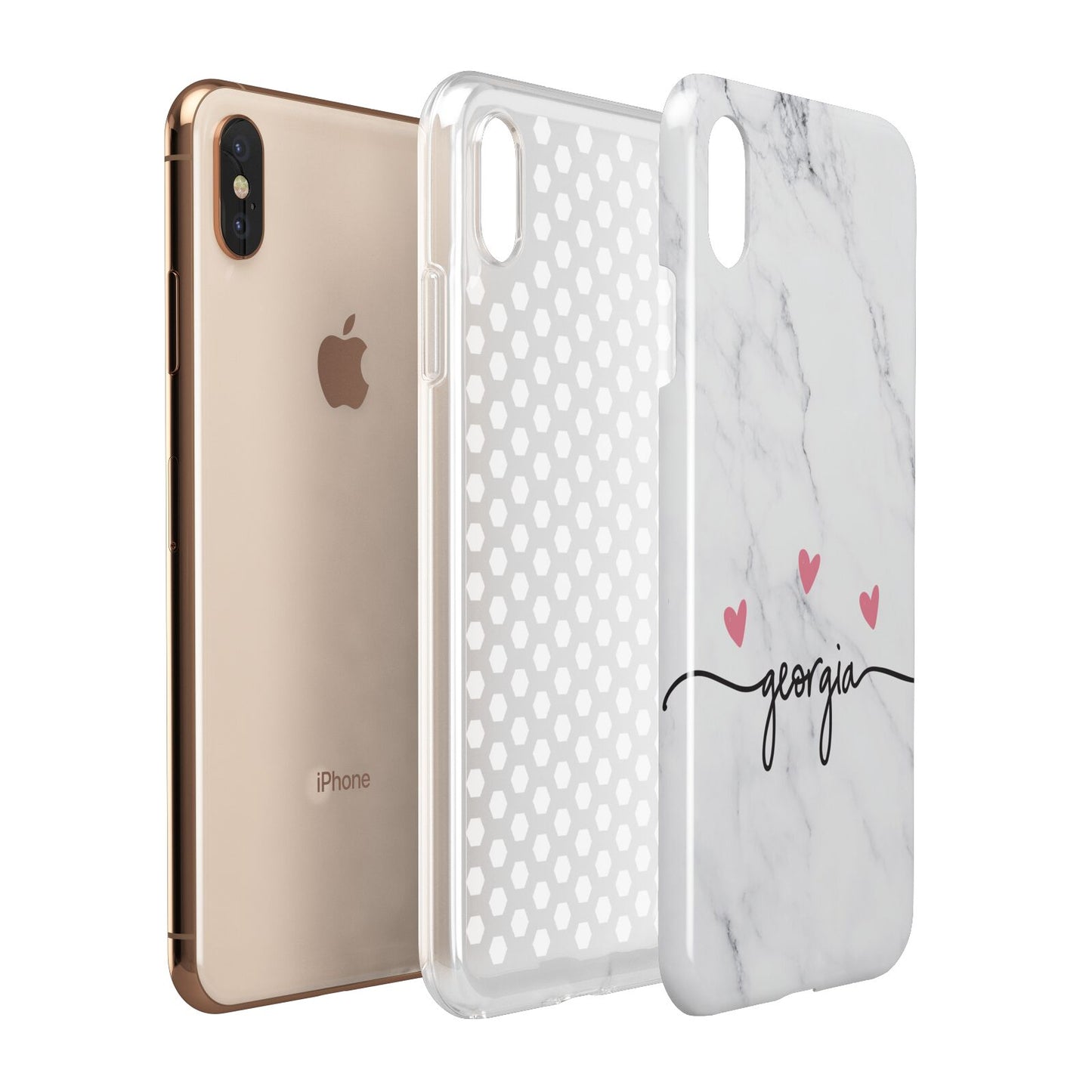 Custom Marble with Handwriting Text Apple iPhone Xs Max 3D Tough Case Expanded View