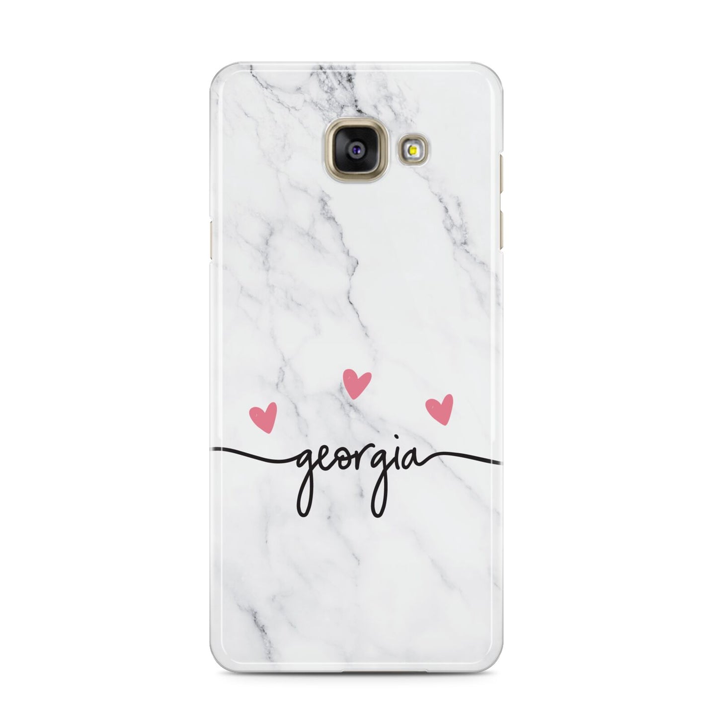 Custom Marble with Handwriting Text Samsung Galaxy A3 2016 Case on gold phone