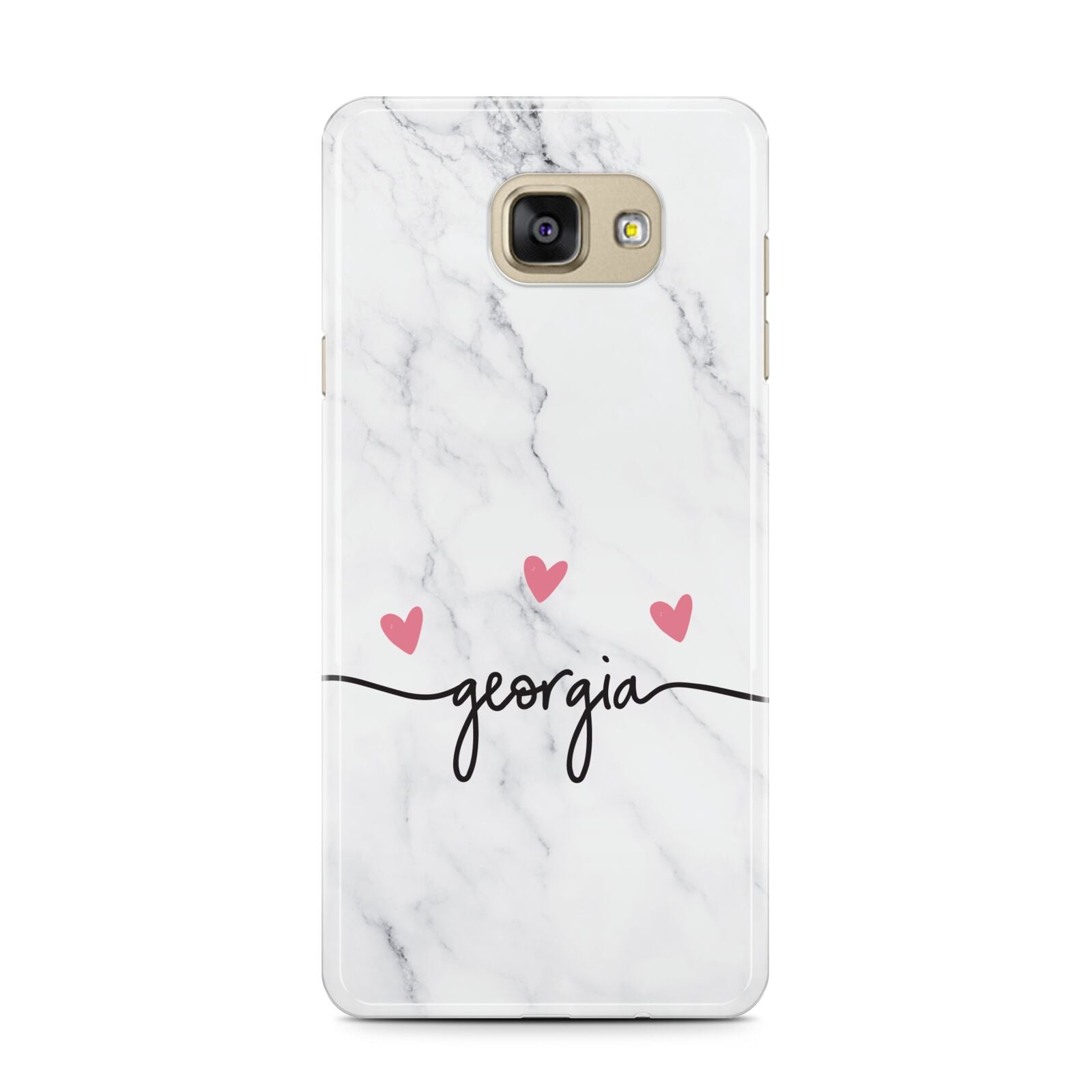 Custom Marble with Handwriting Text Samsung Galaxy A7 2016 Case on gold phone