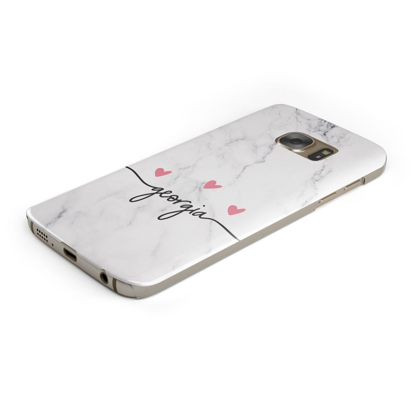 Custom Marble with Handwriting Text Samsung Galaxy Case Bottom Cutout