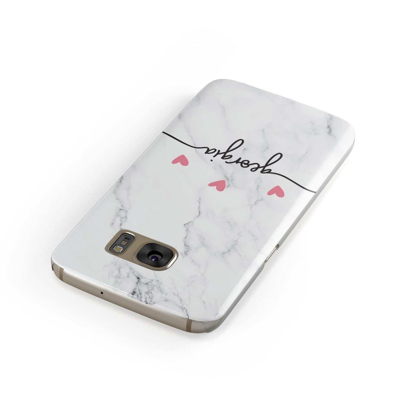 Custom Marble with Handwriting Text Samsung Galaxy Case Front Close Up