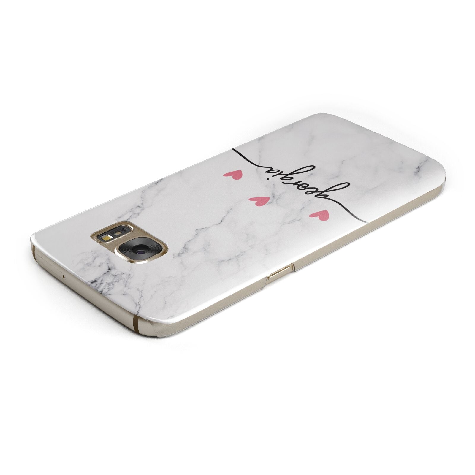 Custom Marble with Handwriting Text Samsung Galaxy Case Top Cutout