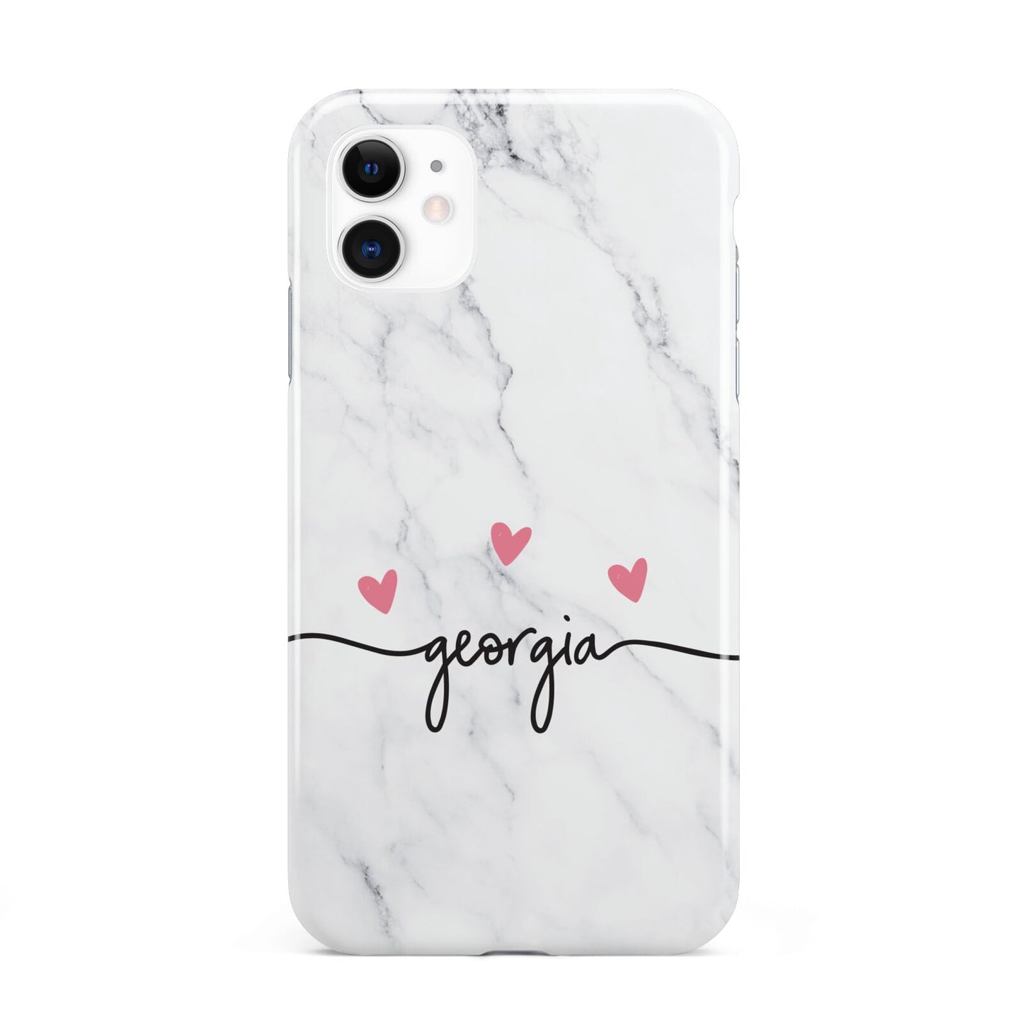 Custom Marble with Handwriting Text iPhone 11 3D Tough Case