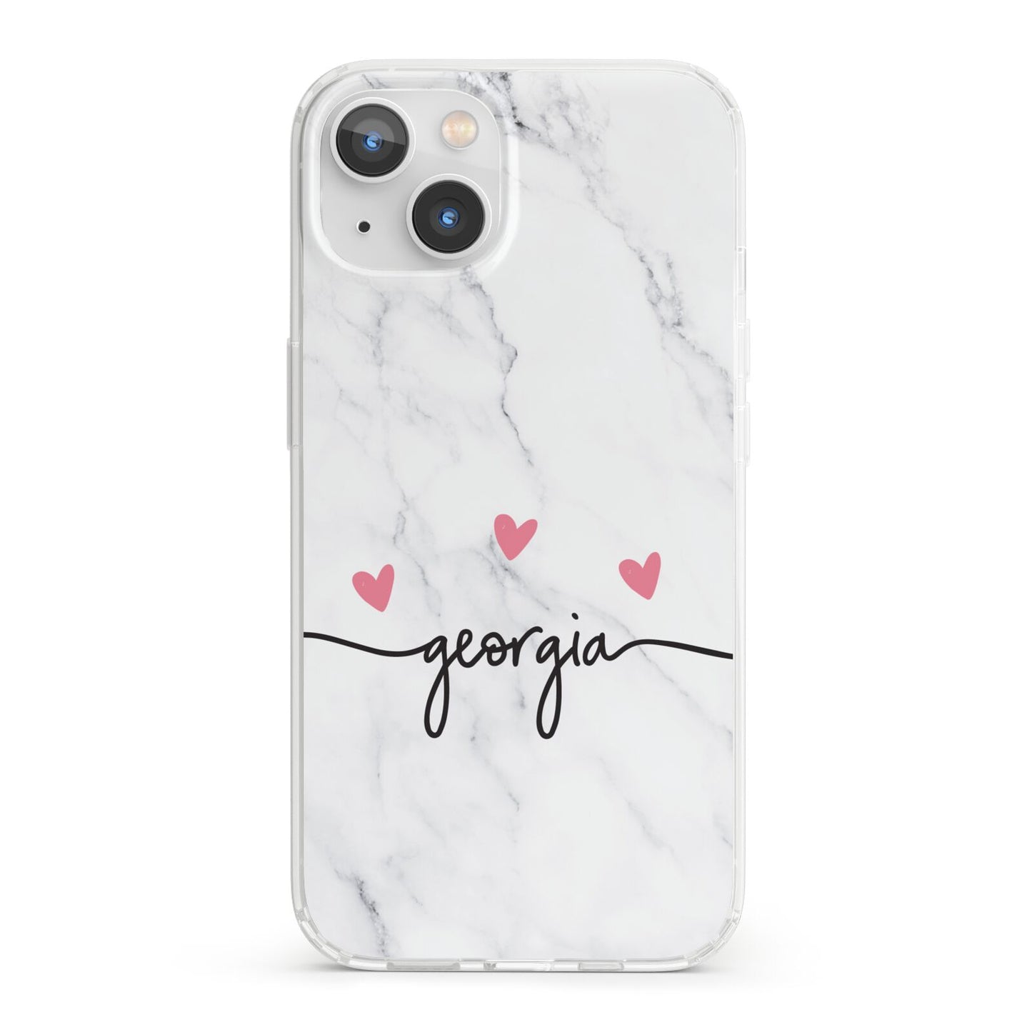 Custom Marble with Handwriting Text iPhone 13 Clear Bumper Case