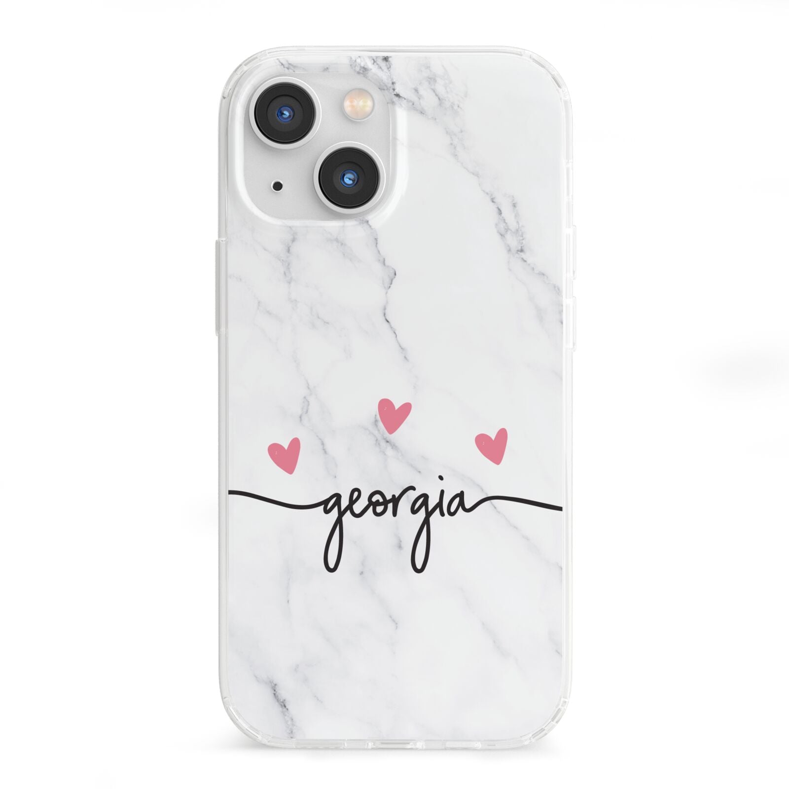 Custom Marble with Handwriting Text iPhone 13 Mini Clear Bumper Case