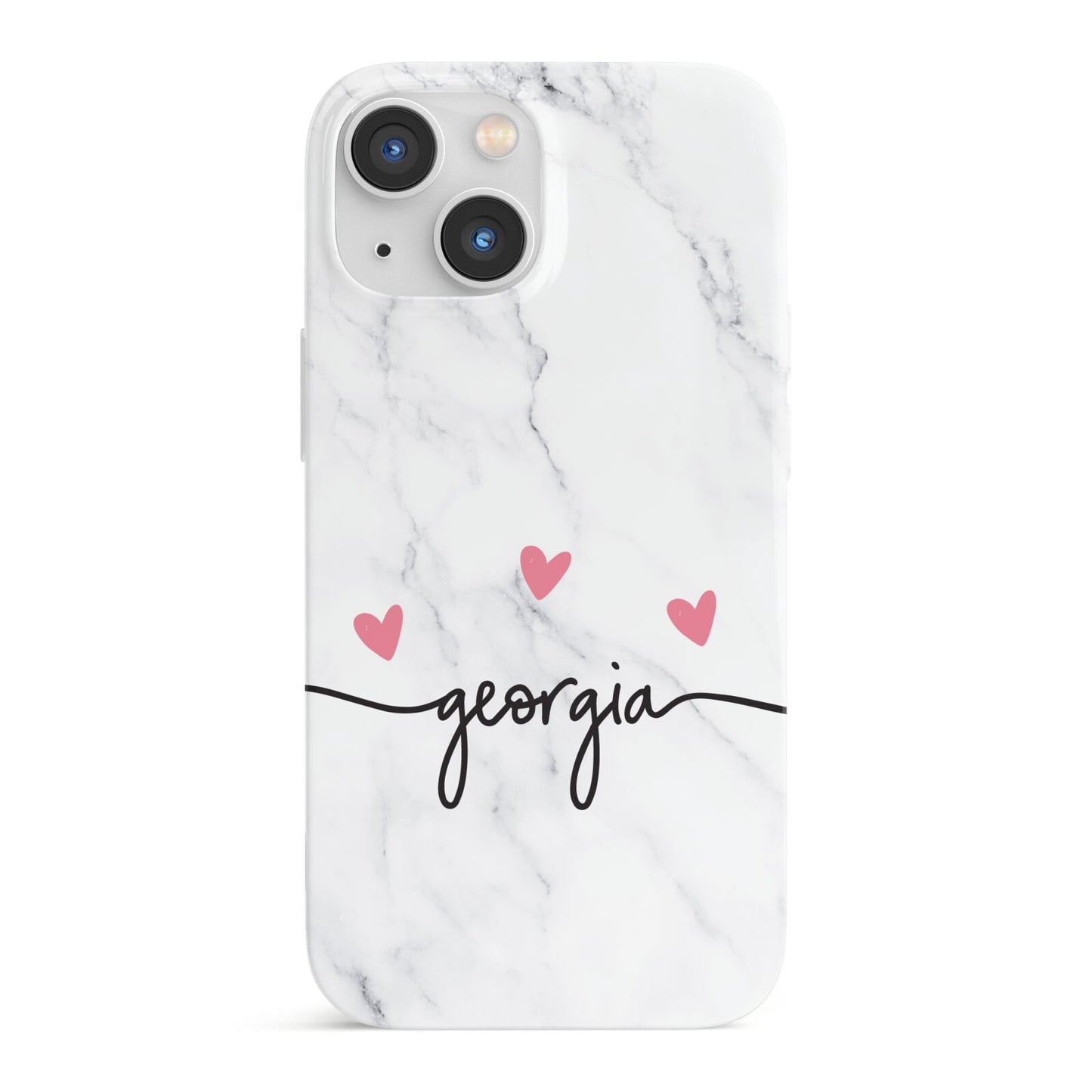Custom Marble with Handwriting Text iPhone 13 Mini Full Wrap 3D Snap Case