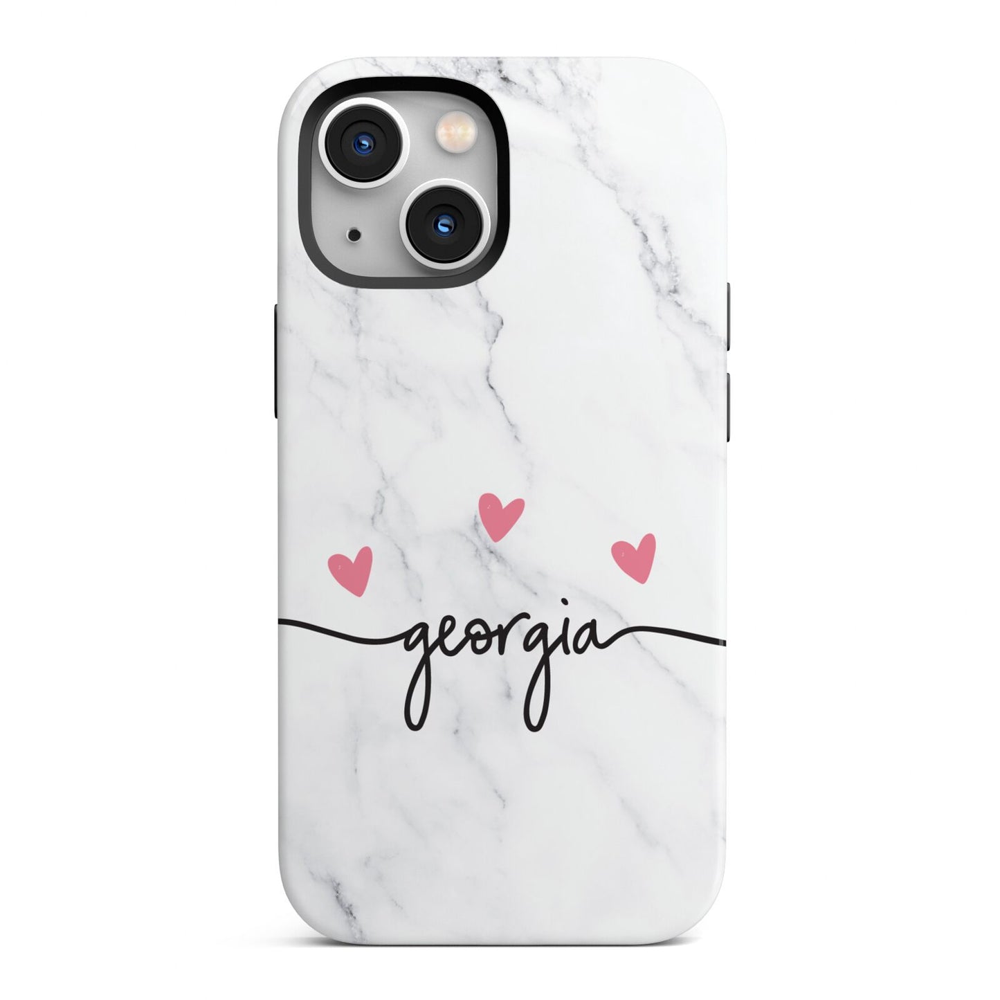 Custom Marble with Handwriting Text iPhone 13 Mini Full Wrap 3D Tough Case
