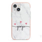 Custom Marble with Handwriting Text iPhone 13 Mini TPU Impact Case with Pink Edges