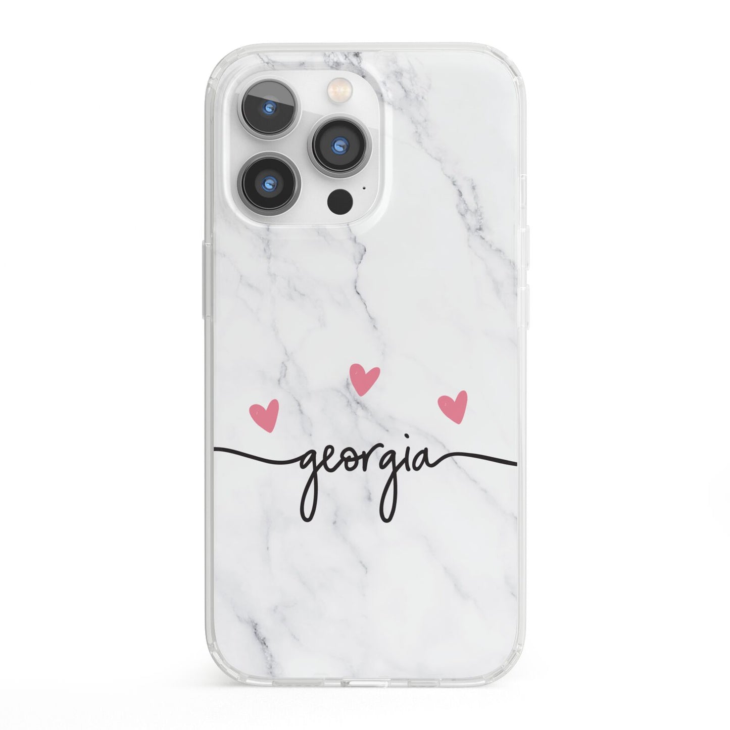 Custom Marble with Handwriting Text iPhone 13 Pro Clear Bumper Case