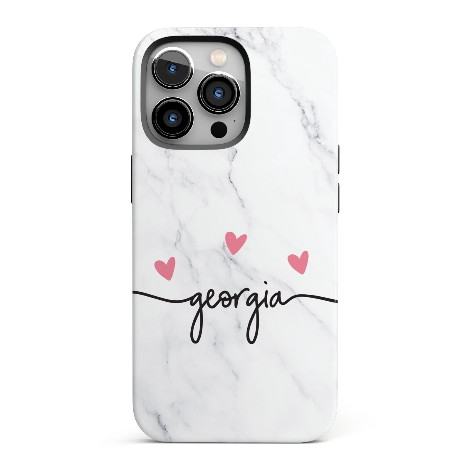 Custom Marble with Handwriting Text iPhone 13 Pro Full Wrap 3D Tough Case