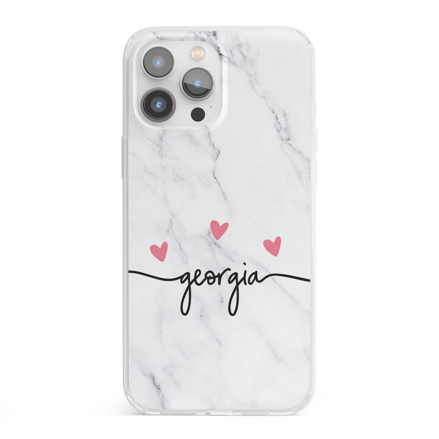 Custom Marble with Handwriting Text iPhone 13 Pro Max Clear Bumper Case