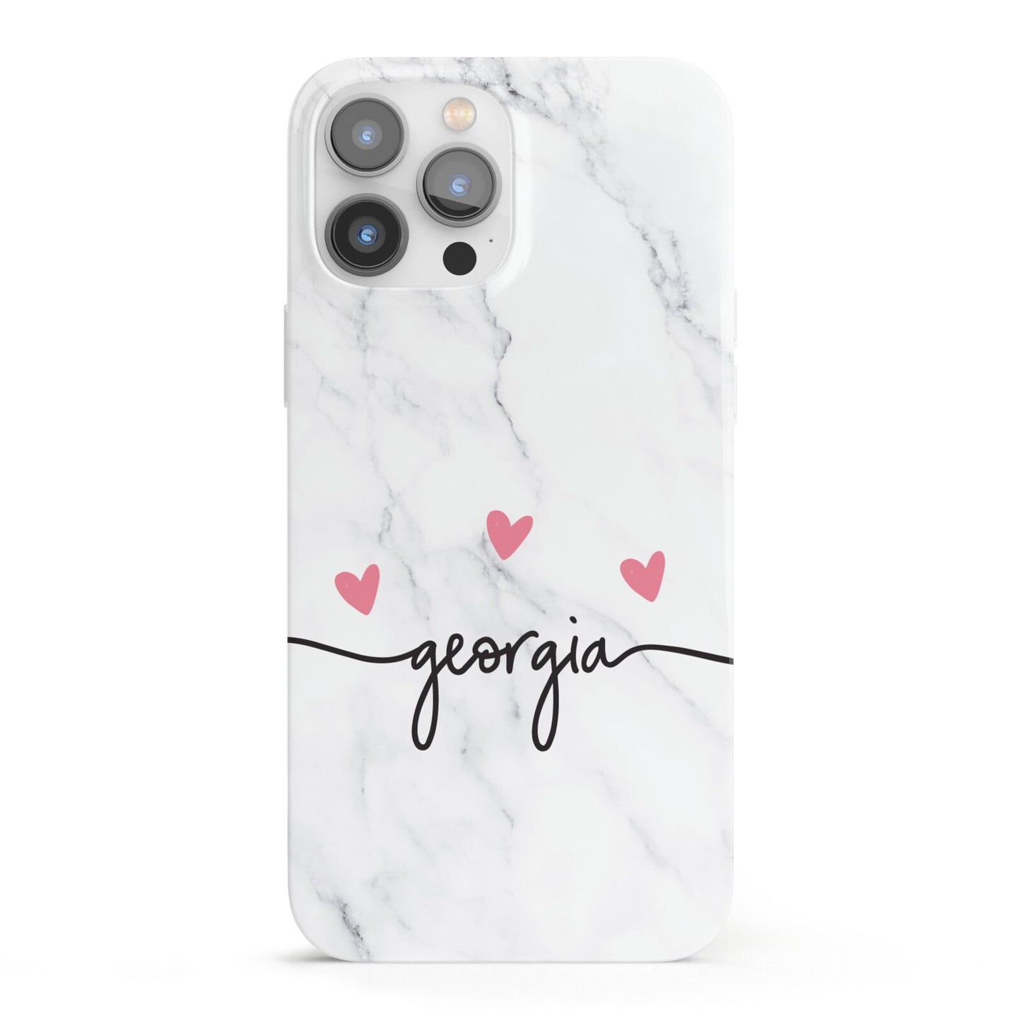 Custom Marble with Handwriting Text iPhone 13 Pro Max Full Wrap 3D Snap Case
