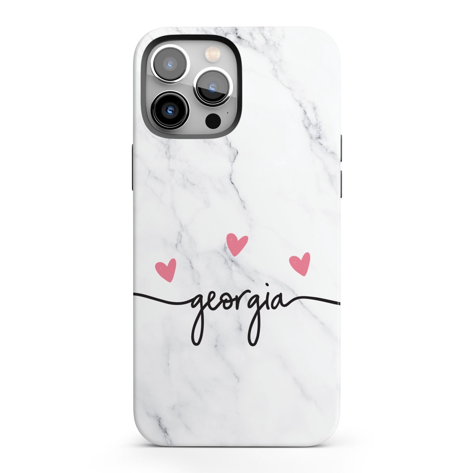 Custom Marble with Handwriting Text iPhone 13 Pro Max Full Wrap 3D Tough Case