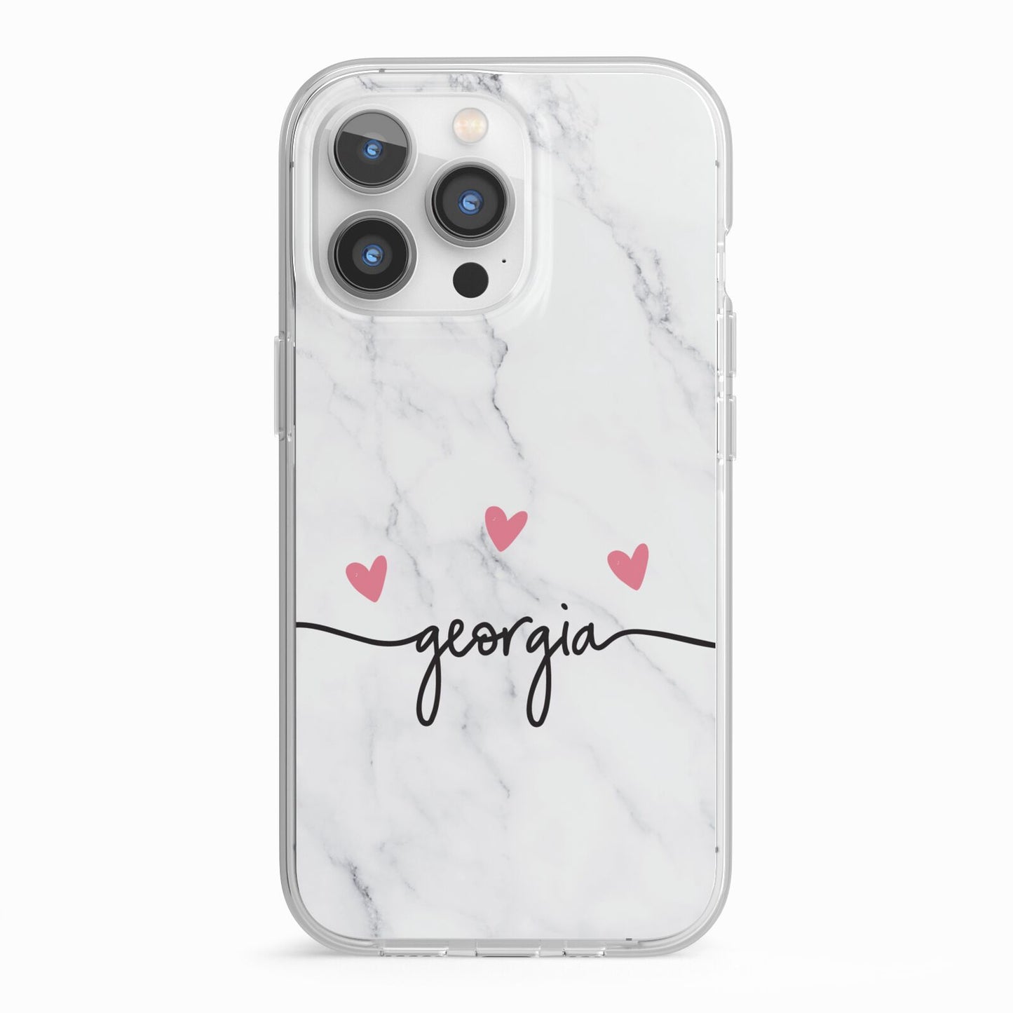 Custom Marble with Handwriting Text iPhone 13 Pro TPU Impact Case with White Edges