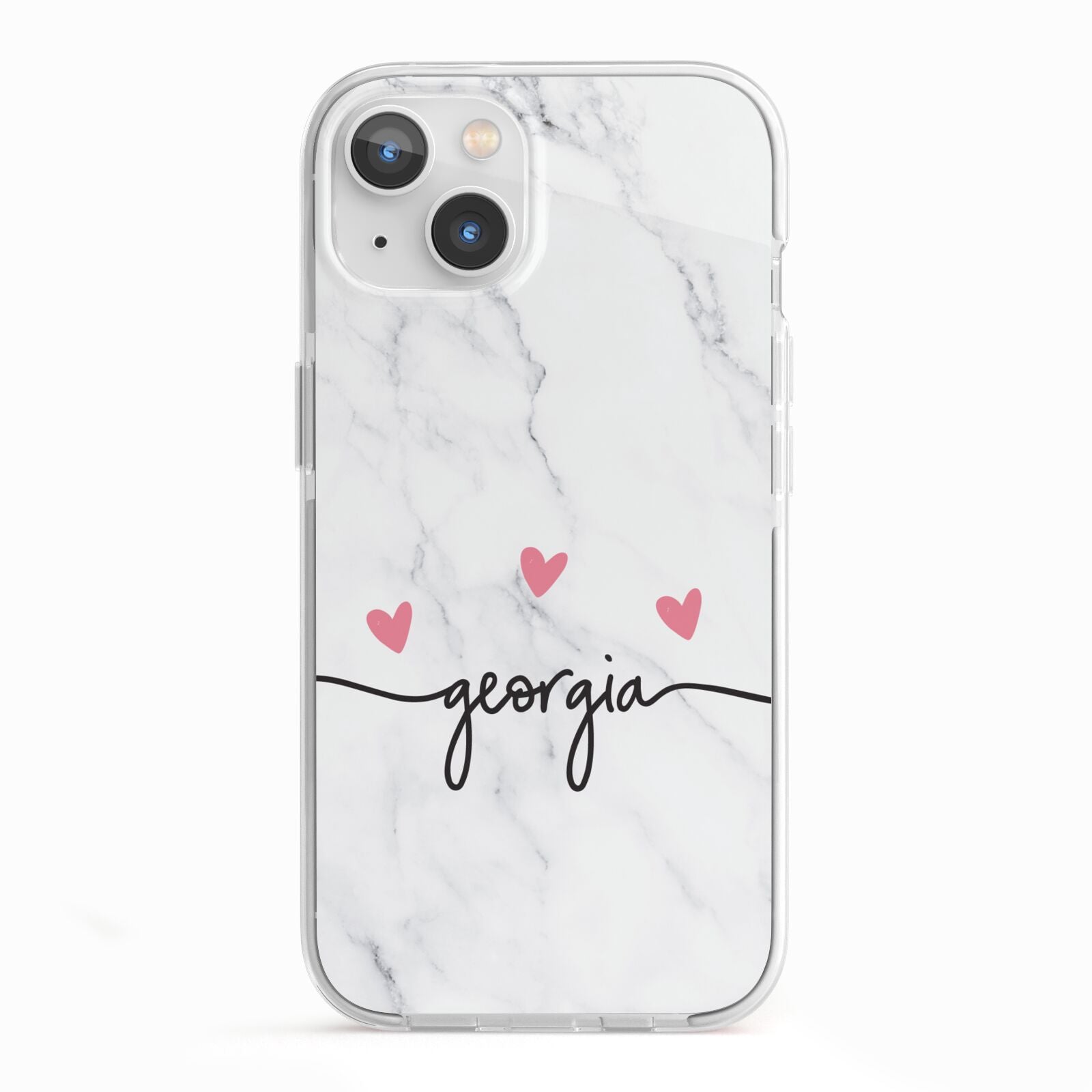 Custom Marble with Handwriting Text iPhone 13 TPU Impact Case with White Edges