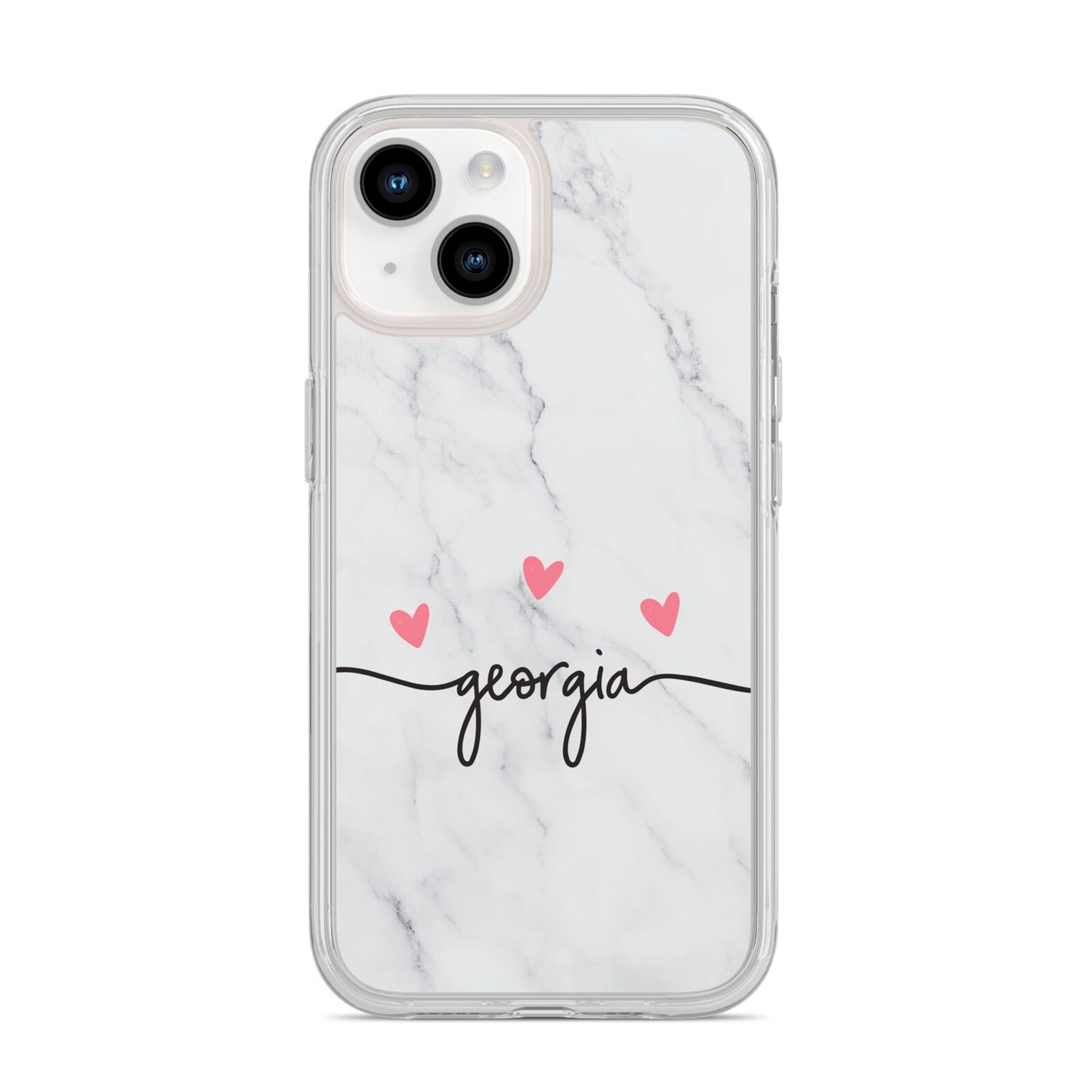 Custom Marble with Handwriting Text iPhone 14 Clear Tough Case Starlight