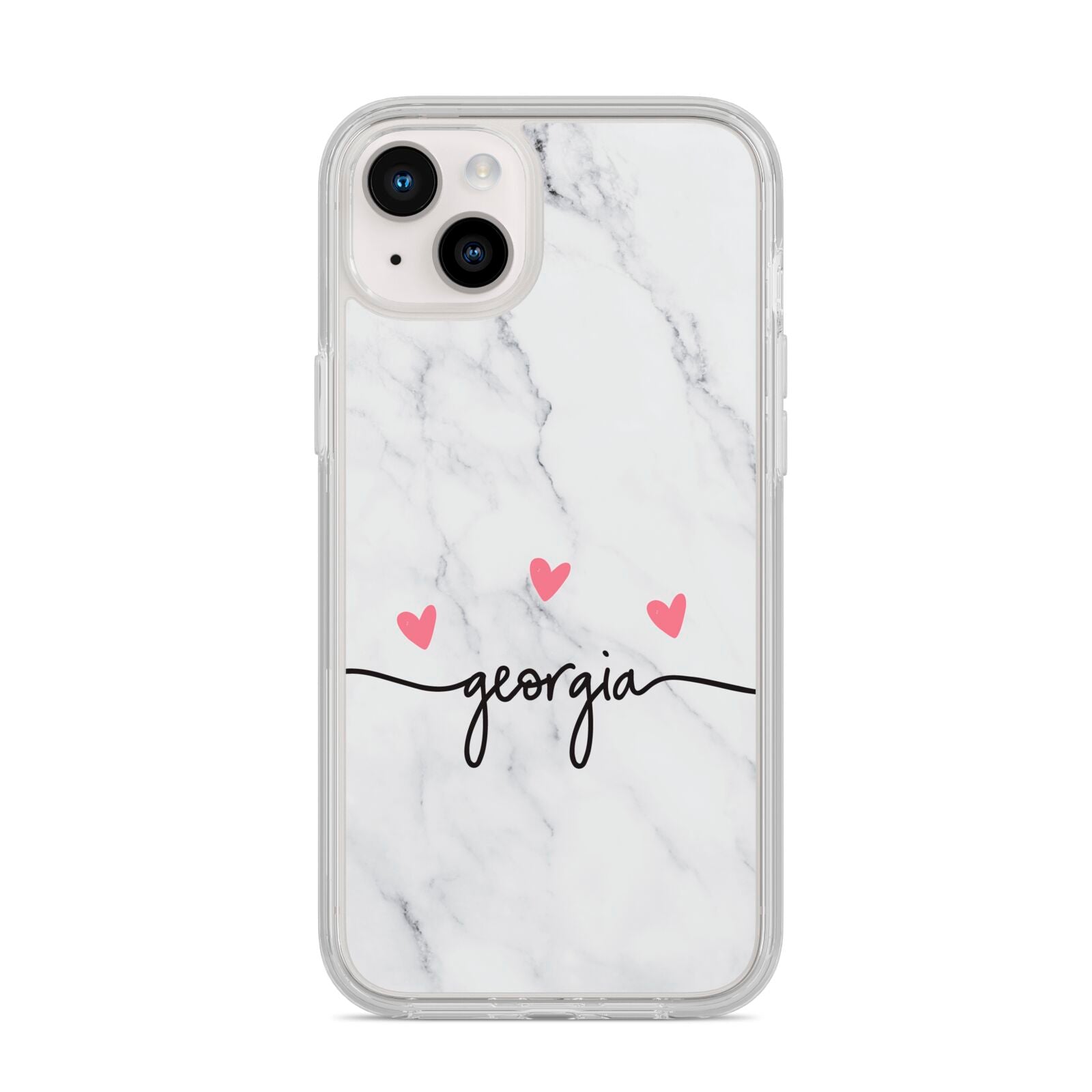 Custom Marble with Handwriting Text iPhone 14 Plus Clear Tough Case Starlight