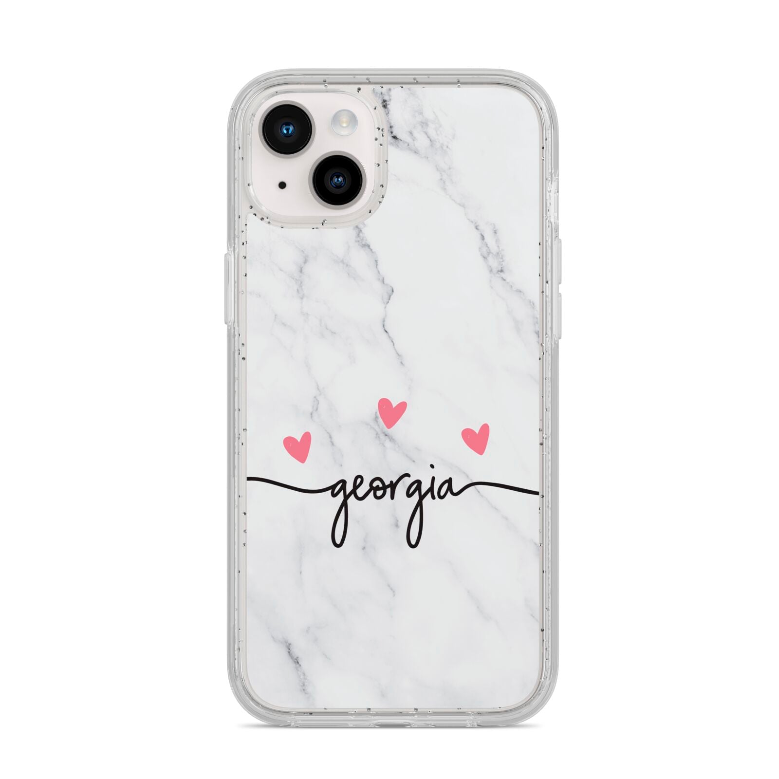 Custom Marble with Handwriting Text iPhone 14 Plus Glitter Tough Case Starlight