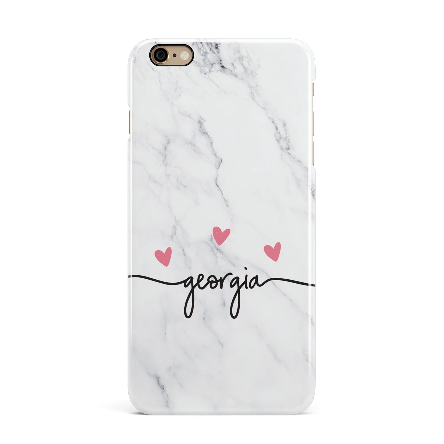 Custom Marble with Handwriting Text iPhone 6 Plus 3D Snap Case on Gold Phone