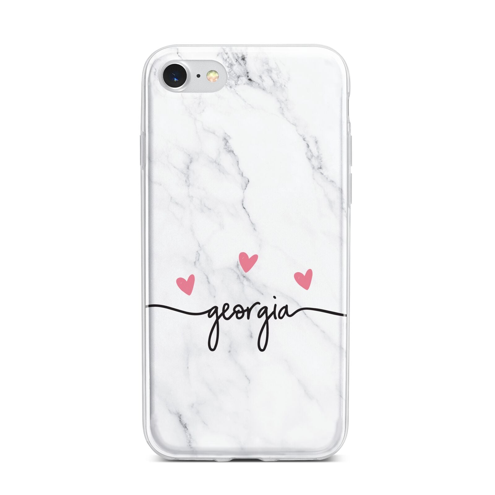 Custom Marble with Handwriting Text iPhone 7 Bumper Case on Silver iPhone