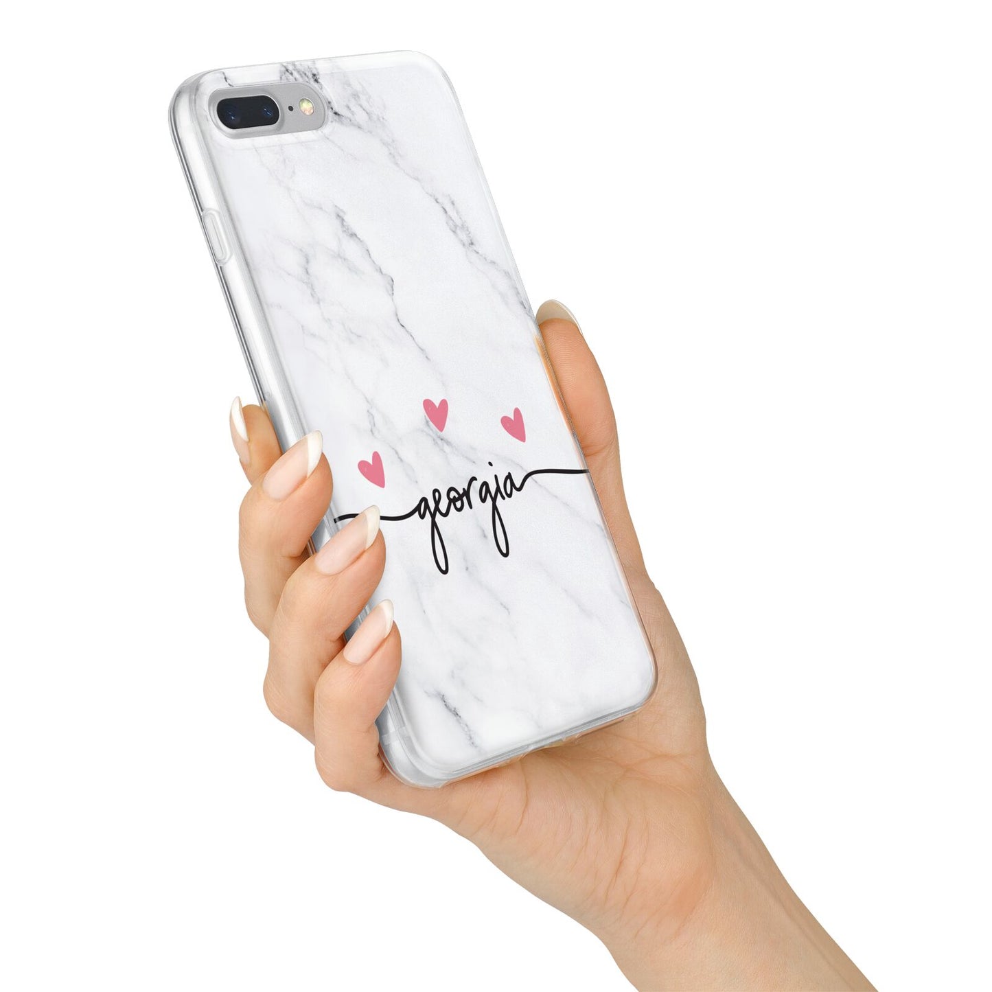Custom Marble with Handwriting Text iPhone 7 Plus Bumper Case on Silver iPhone Alternative Image