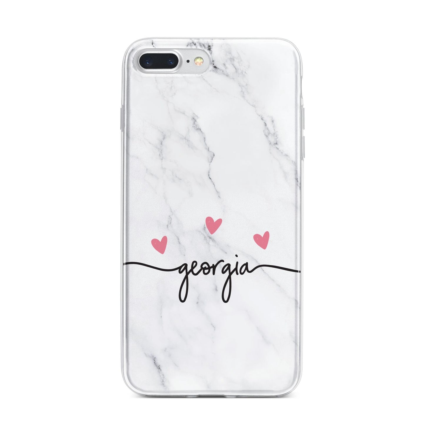 Custom Marble with Handwriting Text iPhone 7 Plus Bumper Case on Silver iPhone