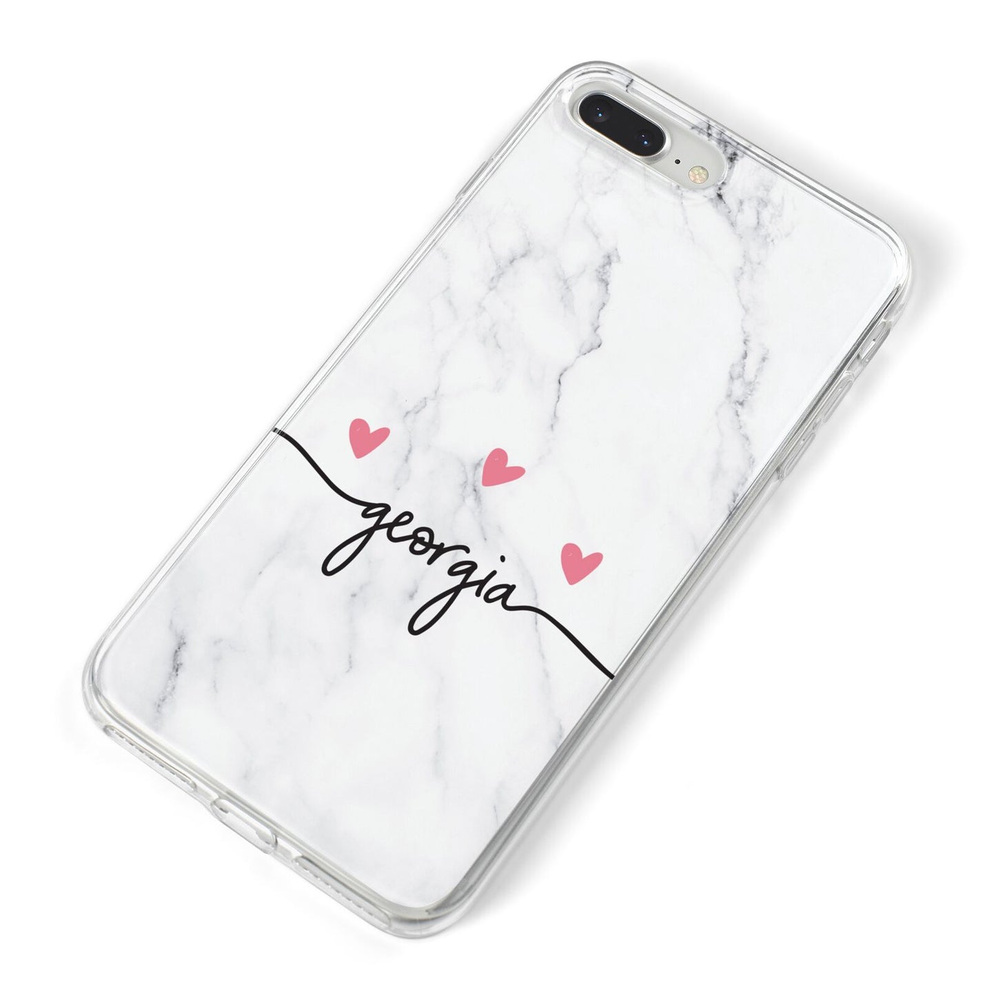 Custom Marble with Handwriting Text iPhone 8 Plus Bumper Case on Silver iPhone Alternative Image