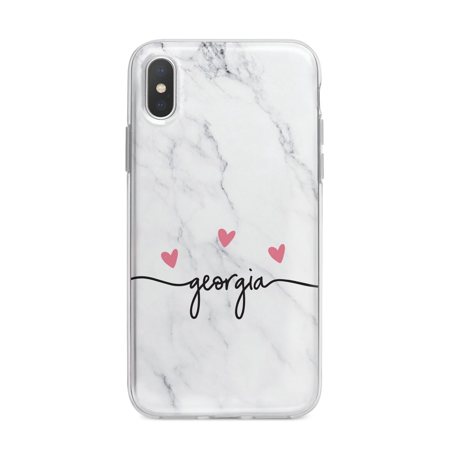 Custom Marble with Handwriting Text iPhone X Bumper Case on Silver iPhone Alternative Image 1