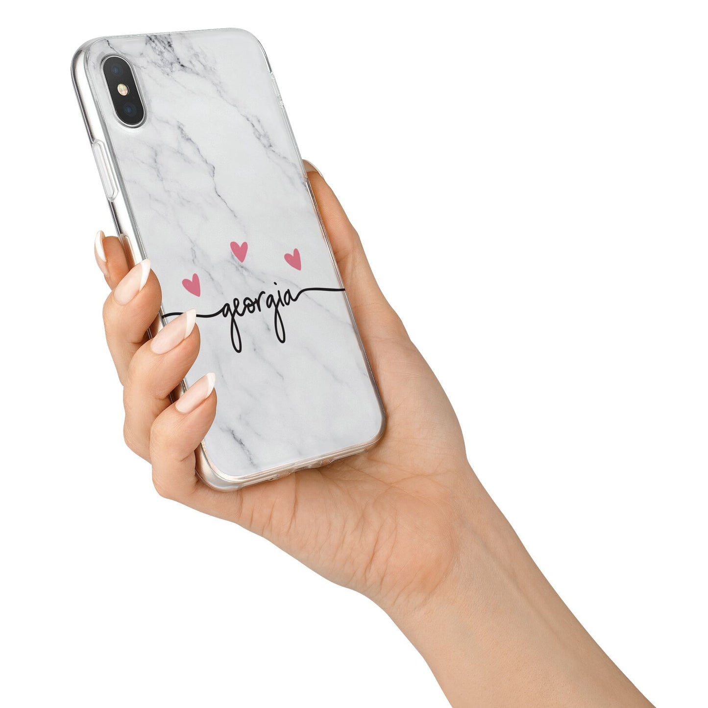 Custom Marble with Handwriting Text iPhone X Bumper Case on Silver iPhone Alternative Image 2