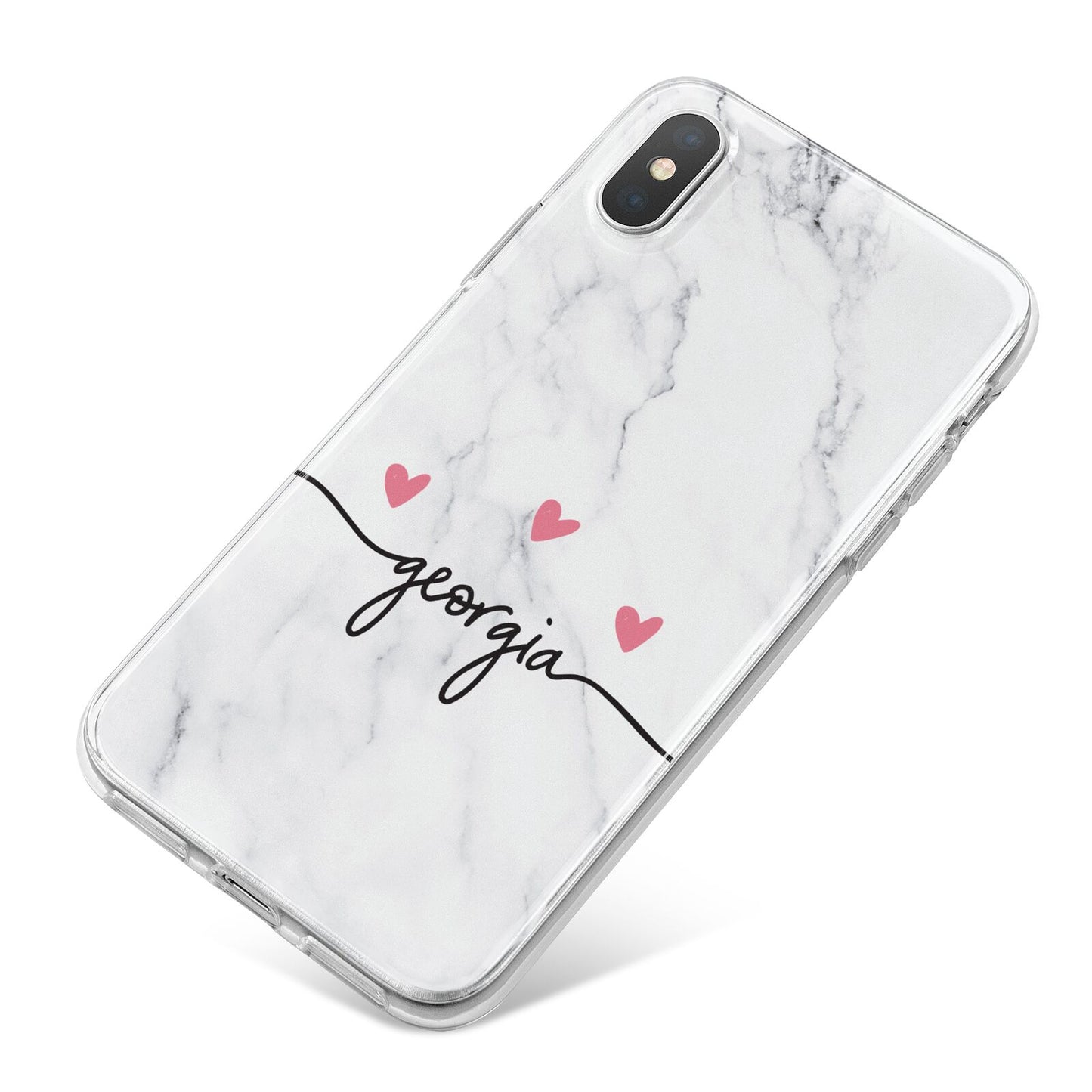Custom Marble with Handwriting Text iPhone X Bumper Case on Silver iPhone