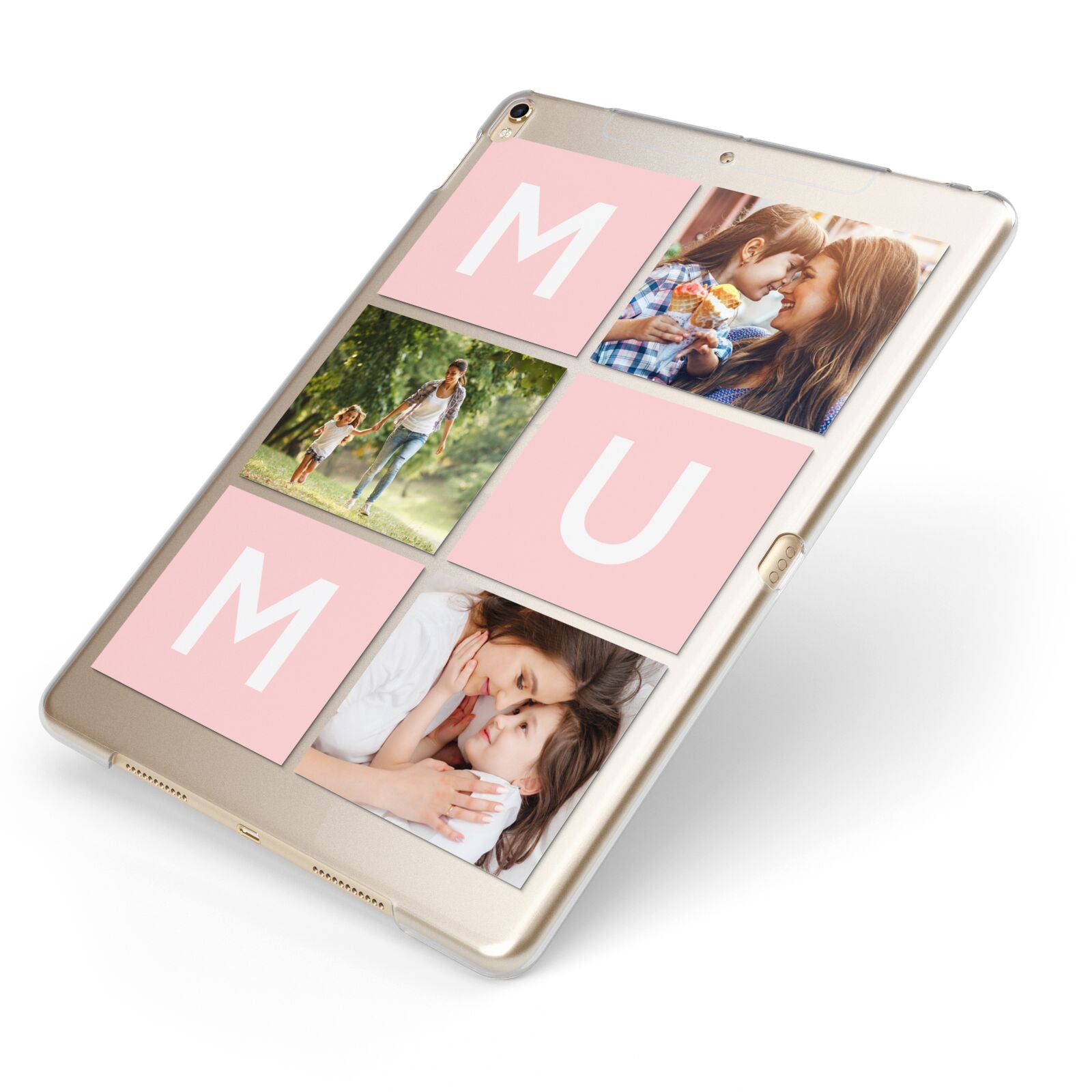 Custom Mothers Day Photo Apple iPad Case on Gold iPad Side View