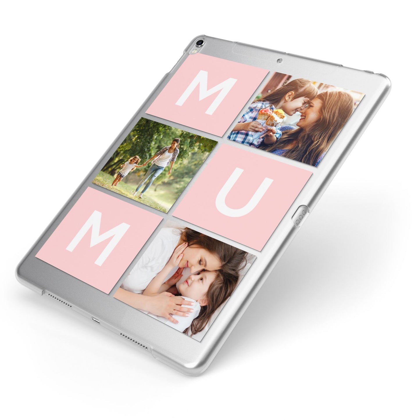 Custom Mothers Day Photo Apple iPad Case on Silver iPad Side View