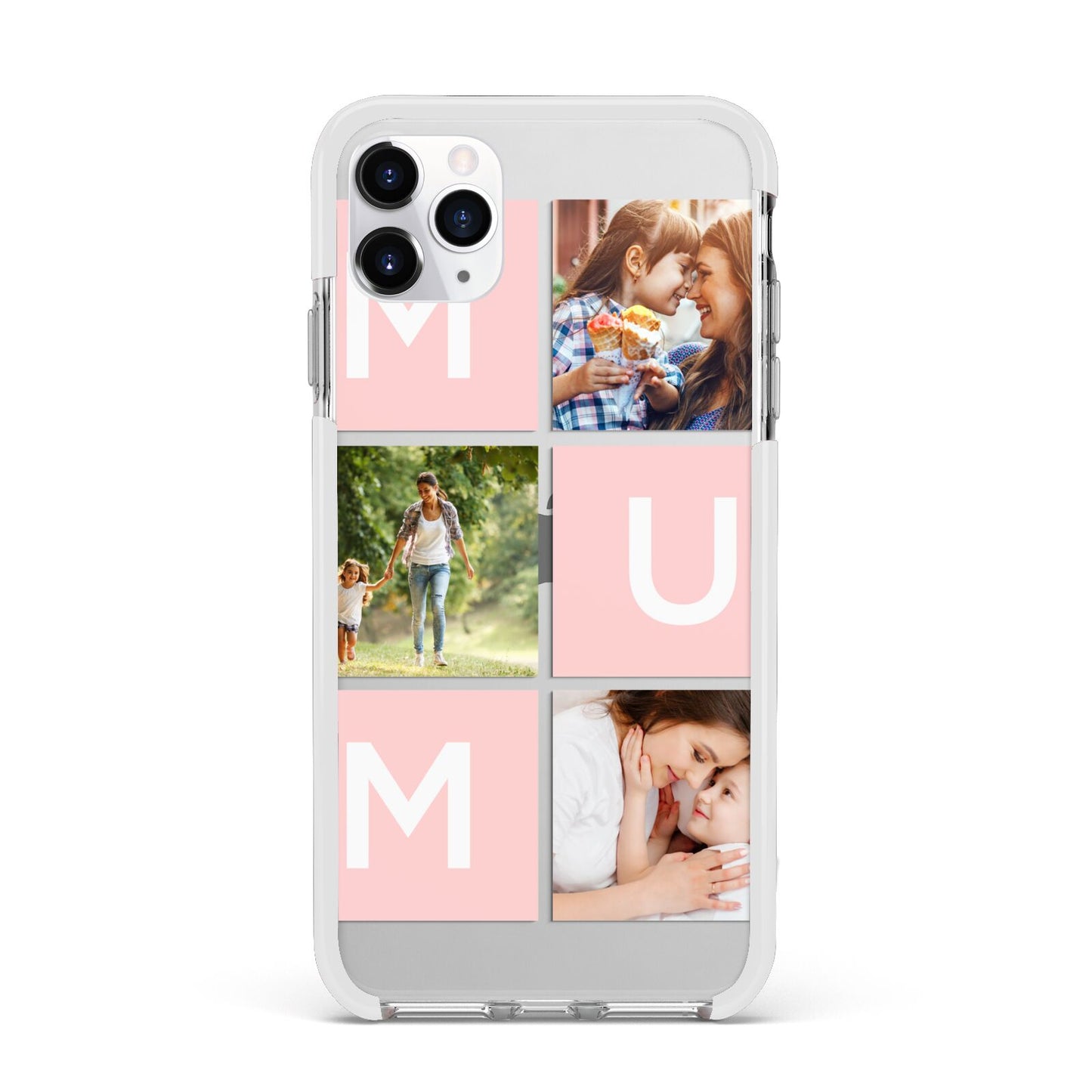 Custom Mothers Day Photo Apple iPhone 11 Pro Max in Silver with White Impact Case