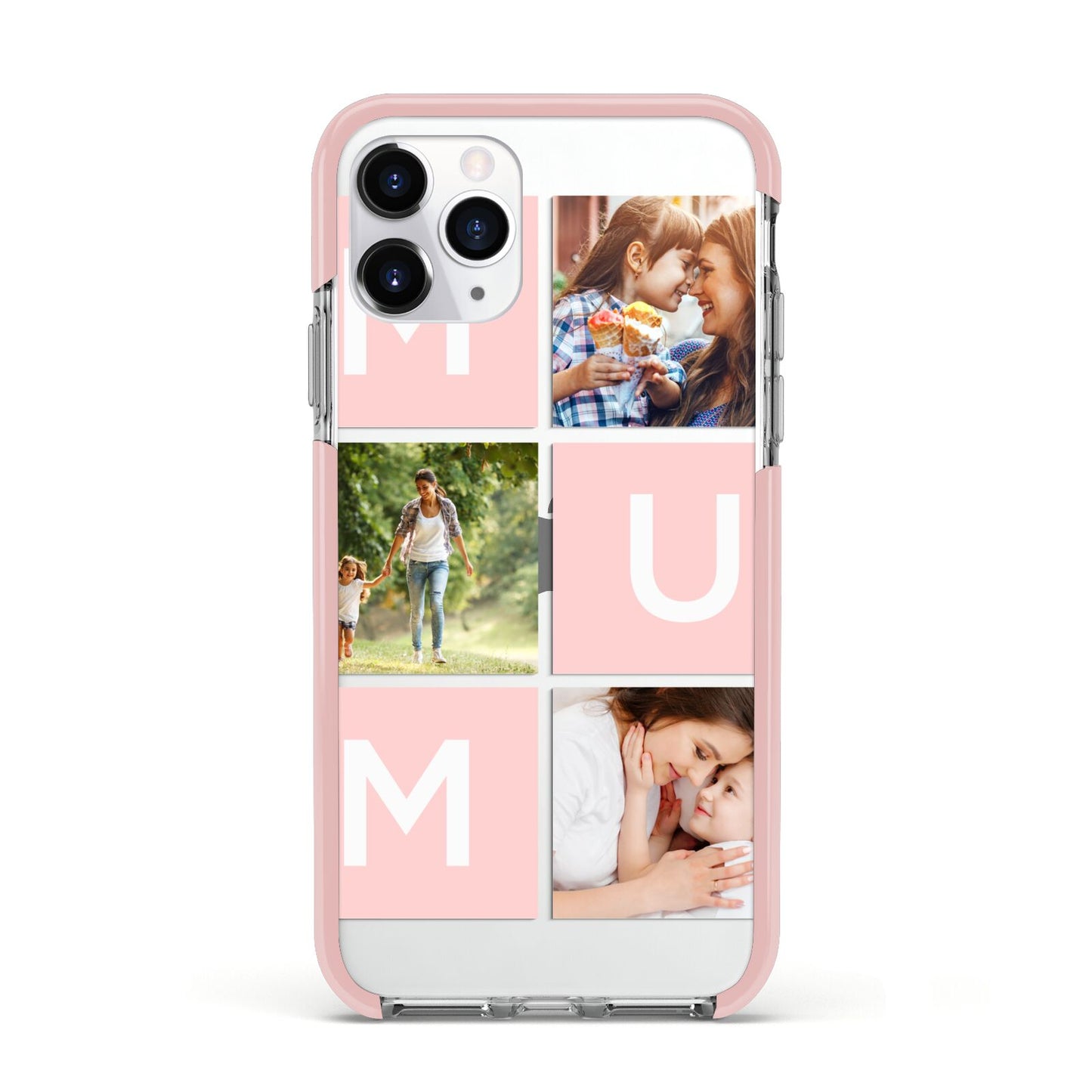 Custom Mothers Day Photo Apple iPhone 11 Pro in Silver with Pink Impact Case