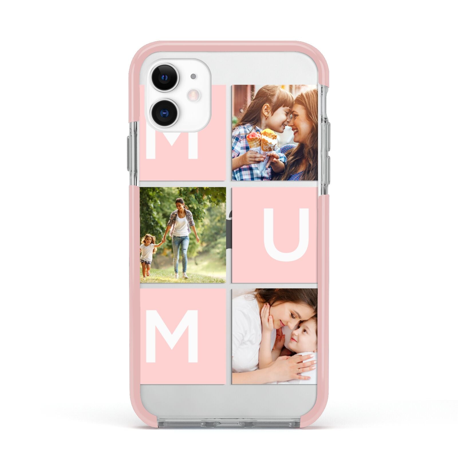 Custom Mothers Day Photo Apple iPhone 11 in White with Pink Impact Case