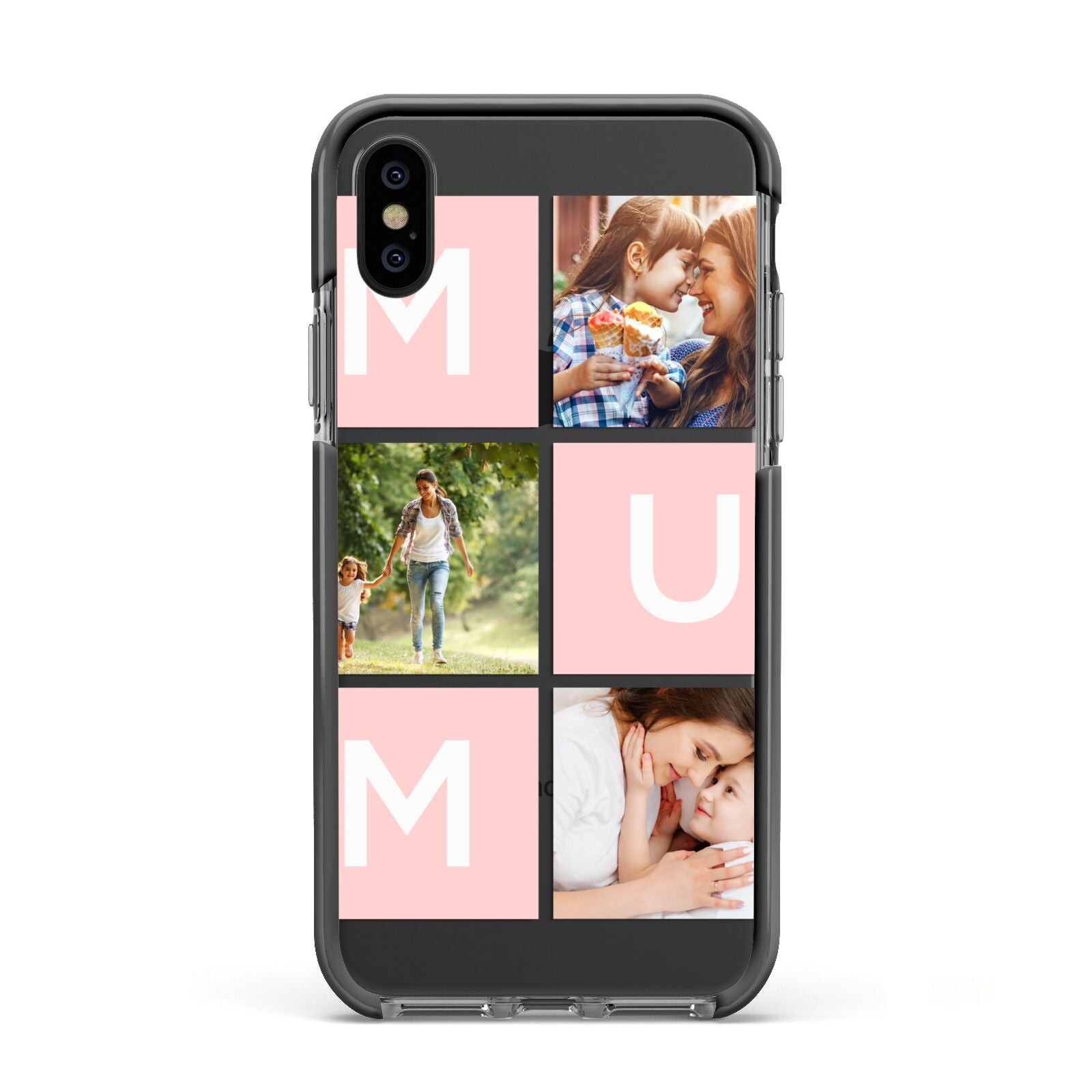 Custom Mothers Day Photo Apple iPhone Xs Impact Case Black Edge on Black Phone