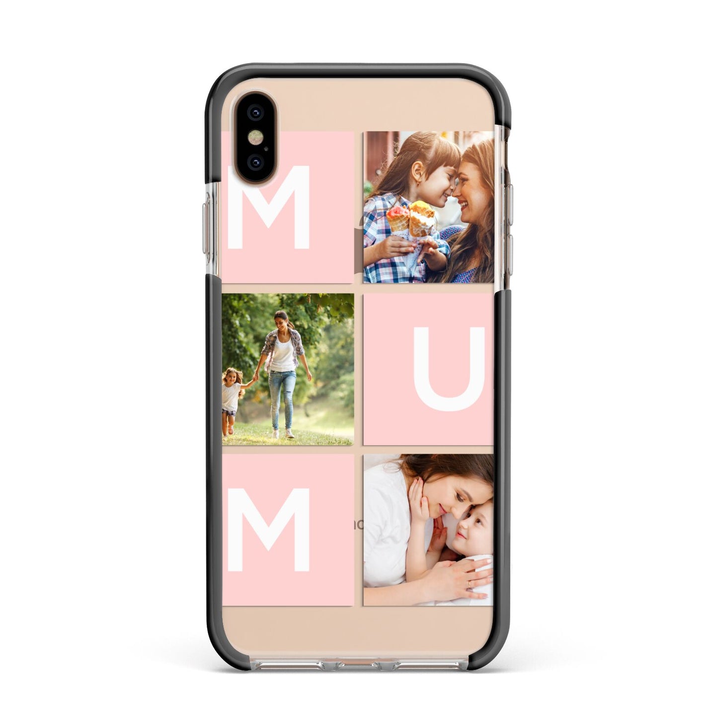 Custom Mothers Day Photo Apple iPhone Xs Max Impact Case Black Edge on Gold Phone