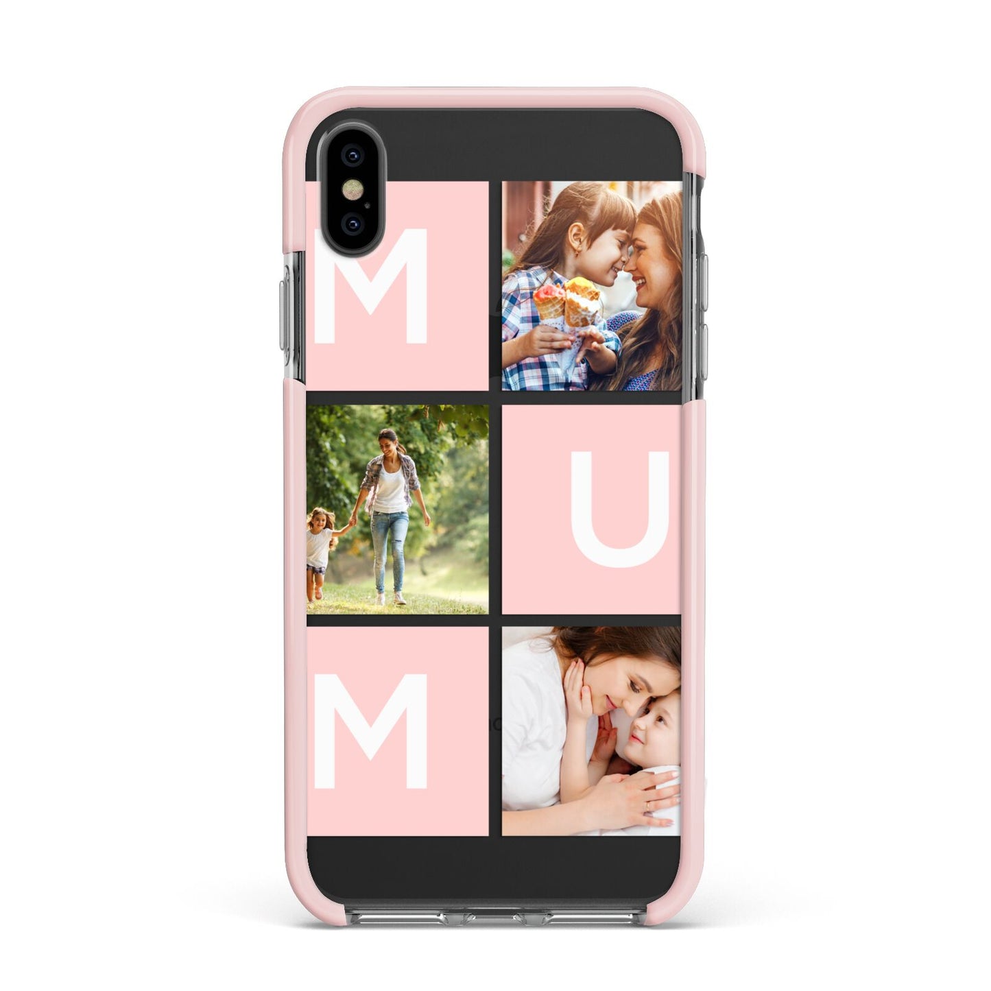 Custom Mothers Day Photo Apple iPhone Xs Max Impact Case Pink Edge on Black Phone