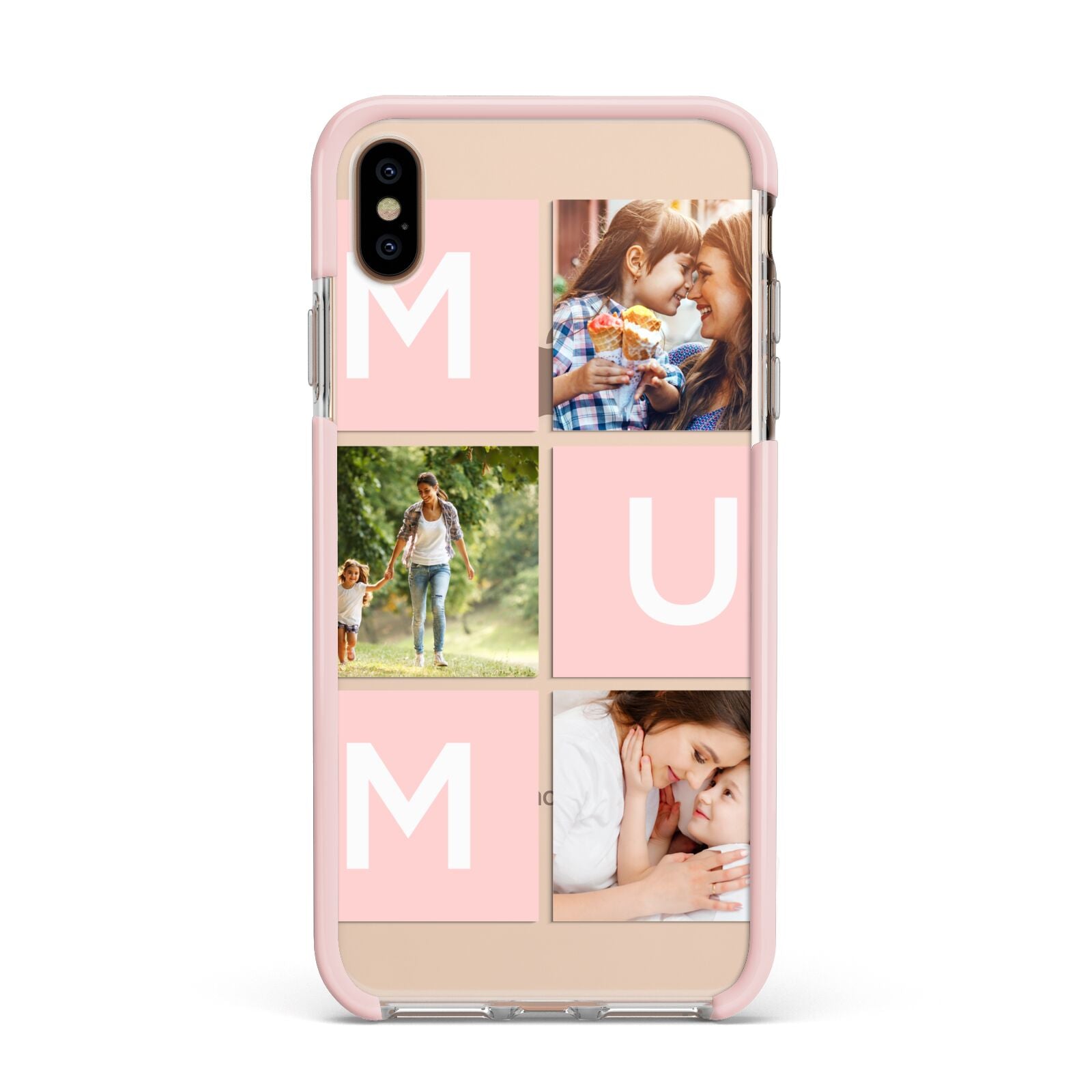 Custom Mothers Day Photo Apple iPhone Xs Max Impact Case Pink Edge on Gold Phone