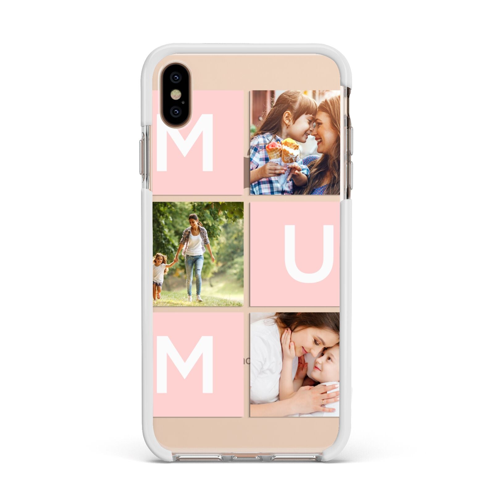 Custom Mothers Day Photo Apple iPhone Xs Max Impact Case White Edge on Gold Phone