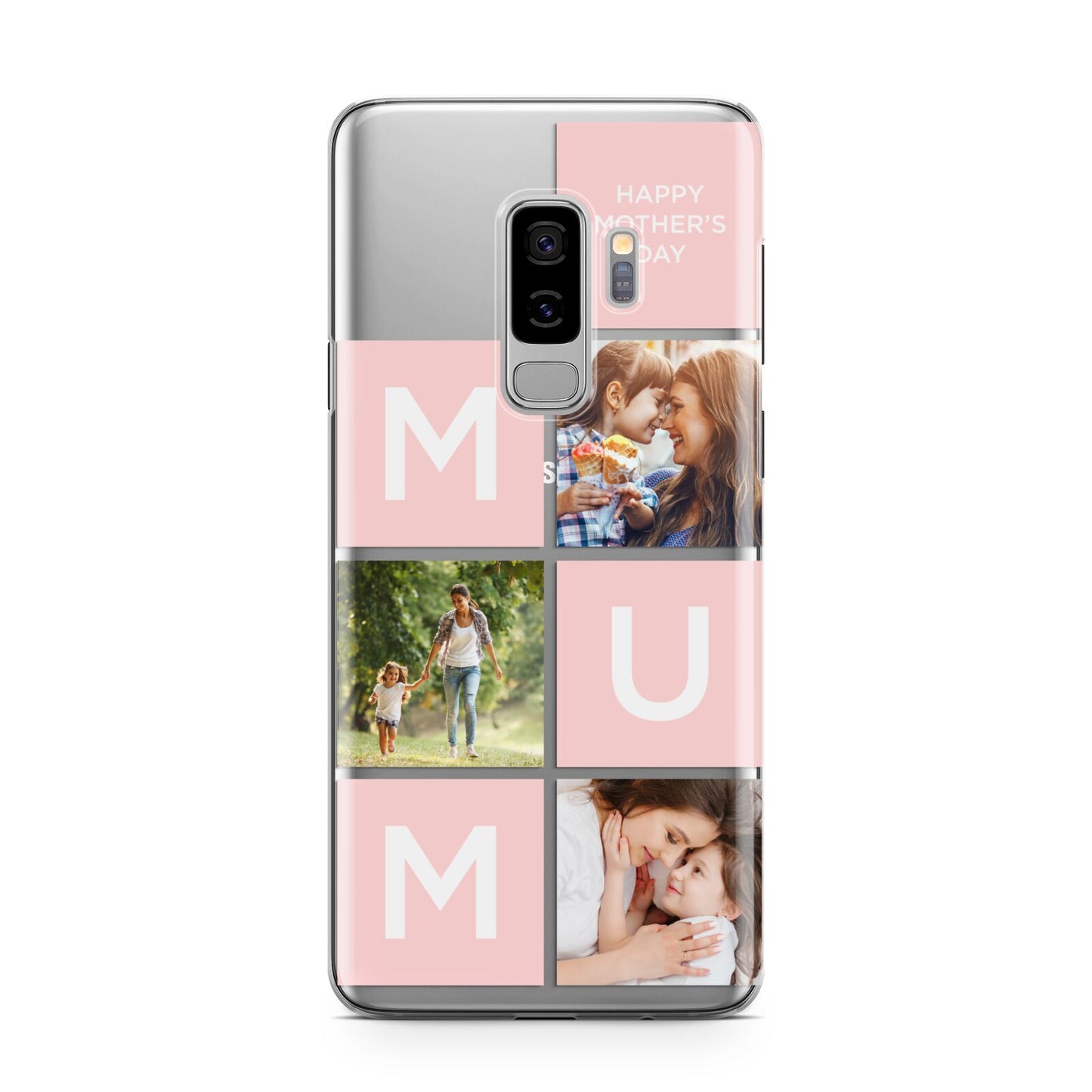 Custom Mothers Day Photo Samsung Galaxy S9 Plus Case on Silver phone