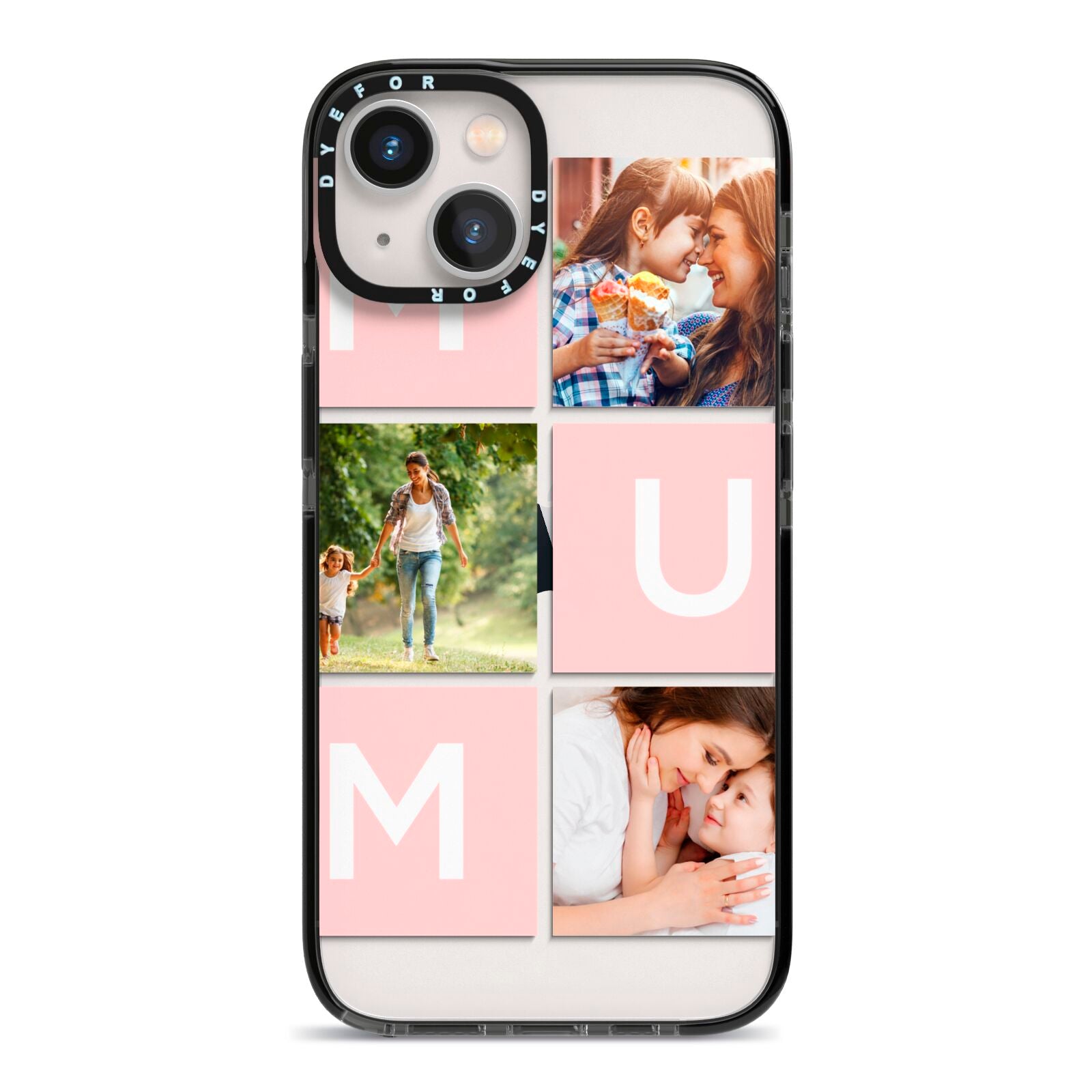 Custom Mothers Day Photo iPhone 13 Black Impact Case on Silver phone