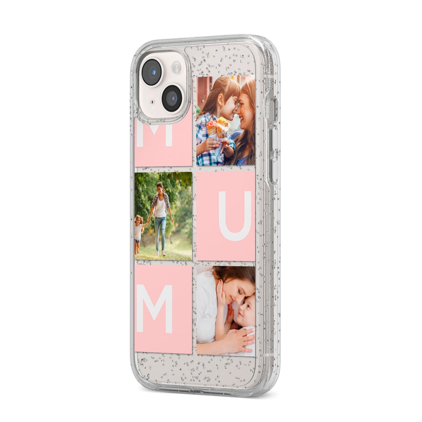 Custom Mothers Day Photo iPhone 14 Plus Glitter Tough Case Starlight Angled Image