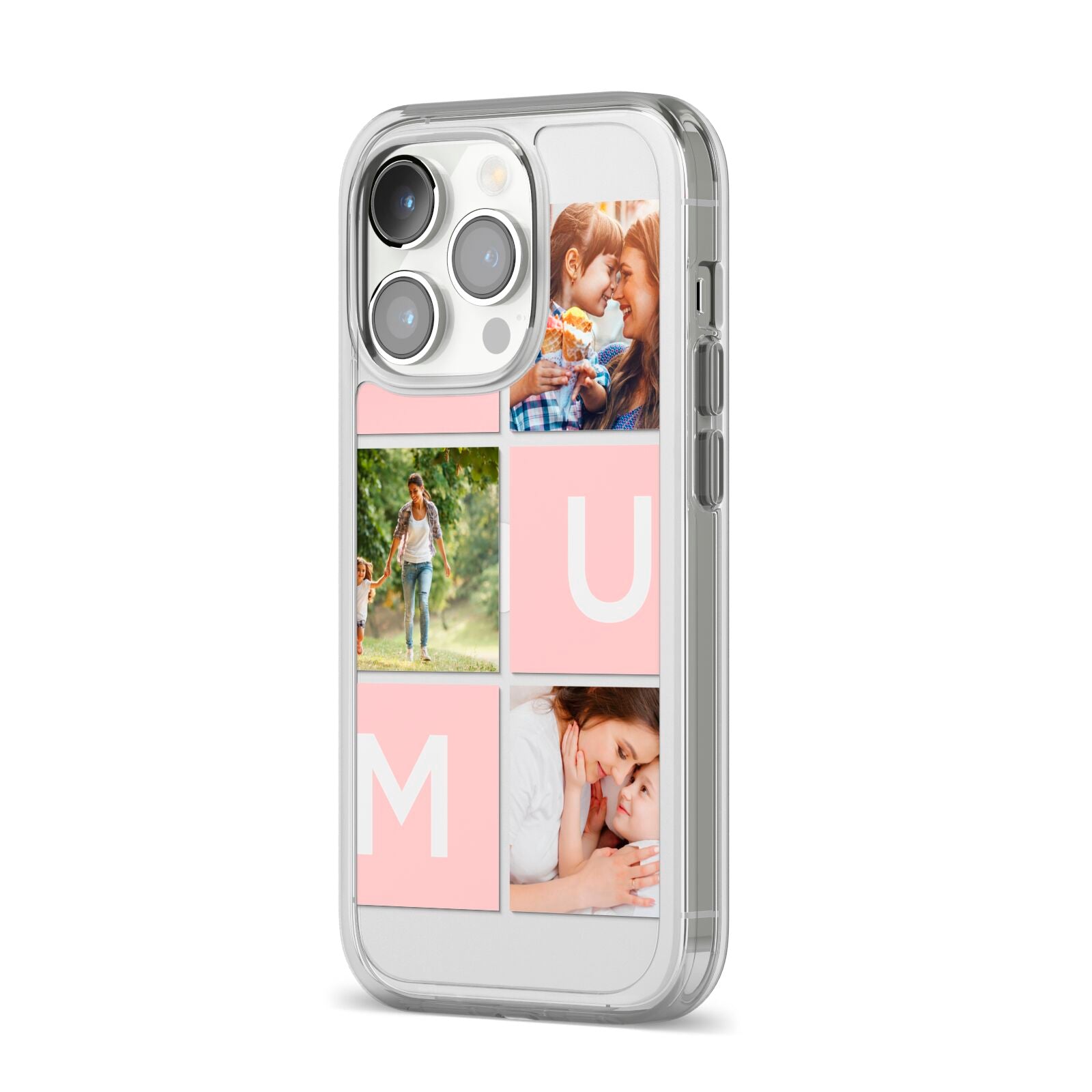 Custom Mothers Day Photo iPhone 14 Pro Clear Tough Case Silver Angled Image