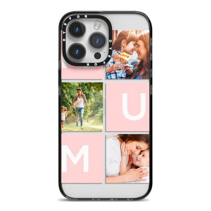 Custom Mothers Day Photo iPhone 14 Pro Max Black Impact Case on Silver phone